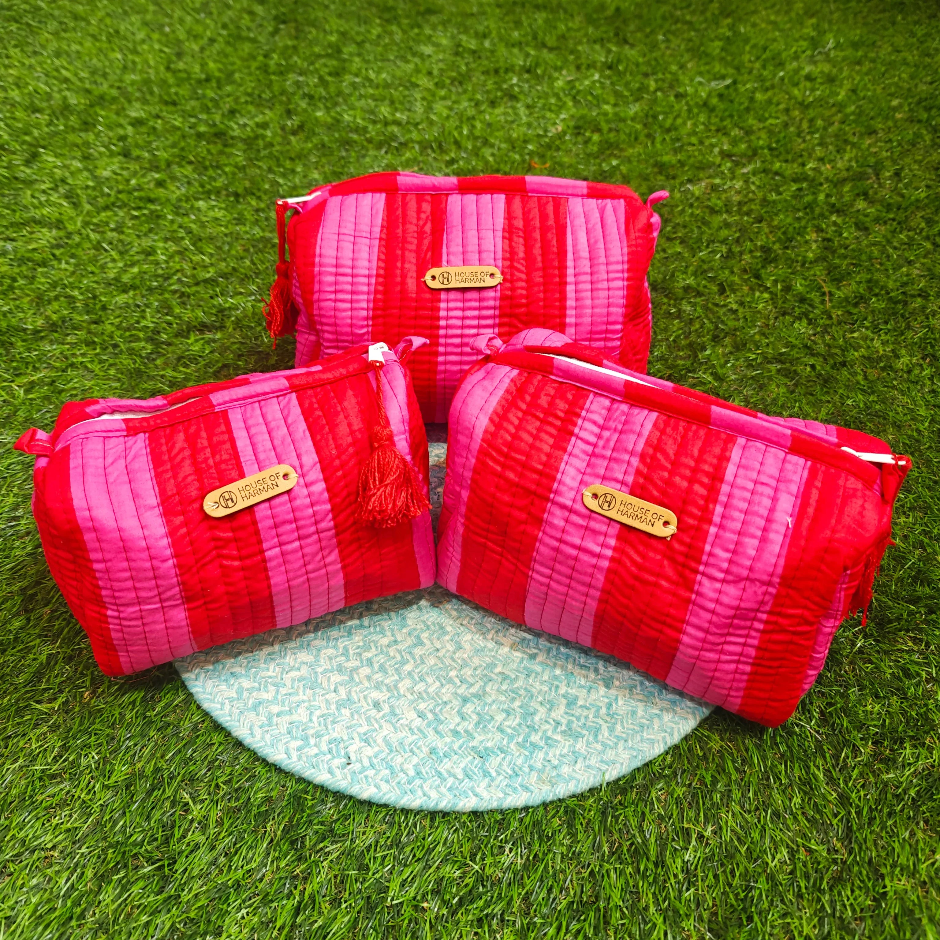 Multipurpose Pouches- Set of Three I Waterproof Lining I Four Mini Pockets Inside - HOUSE OF HARMAN