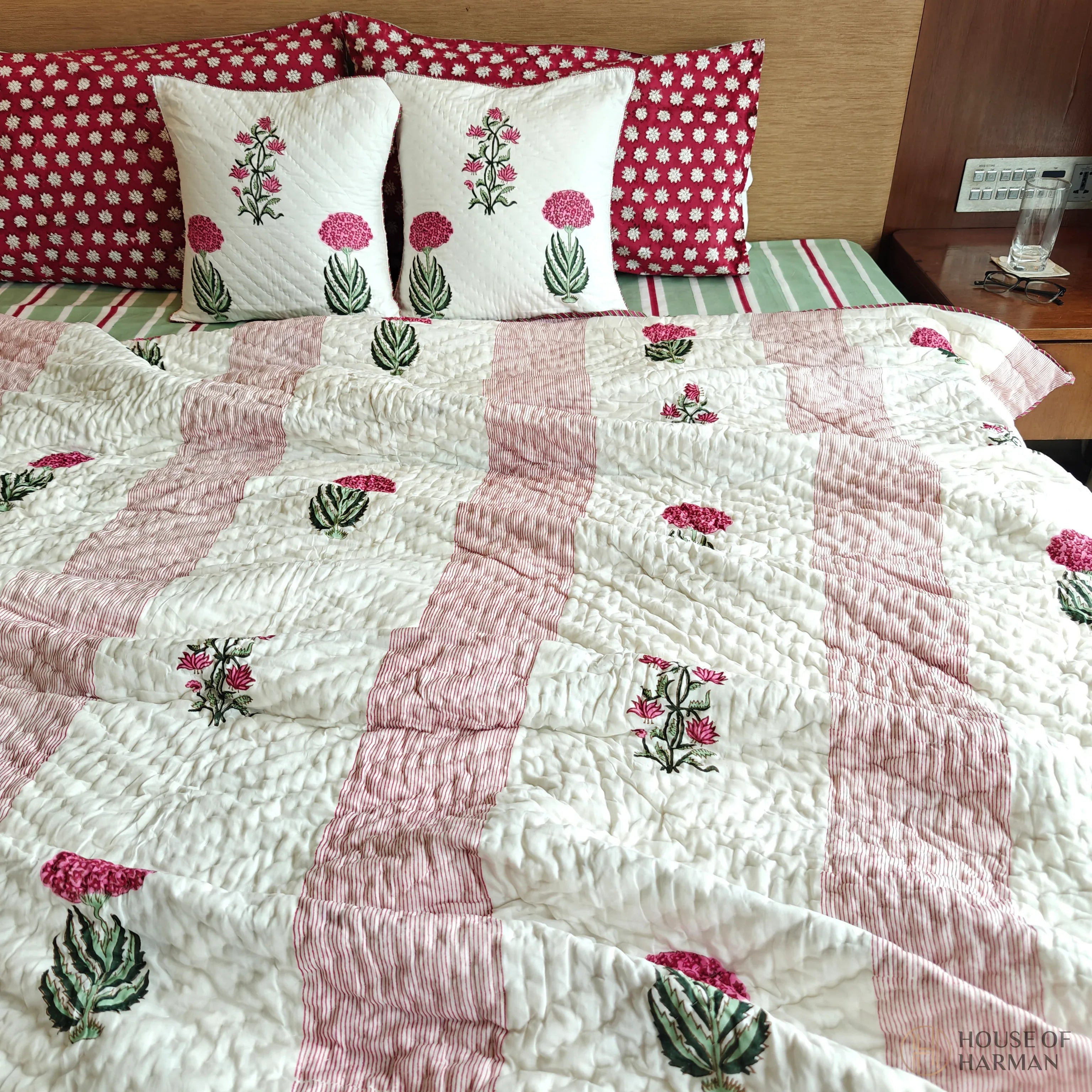 Mint Stripe Mist Quilt - HOUSE OF HARMAN