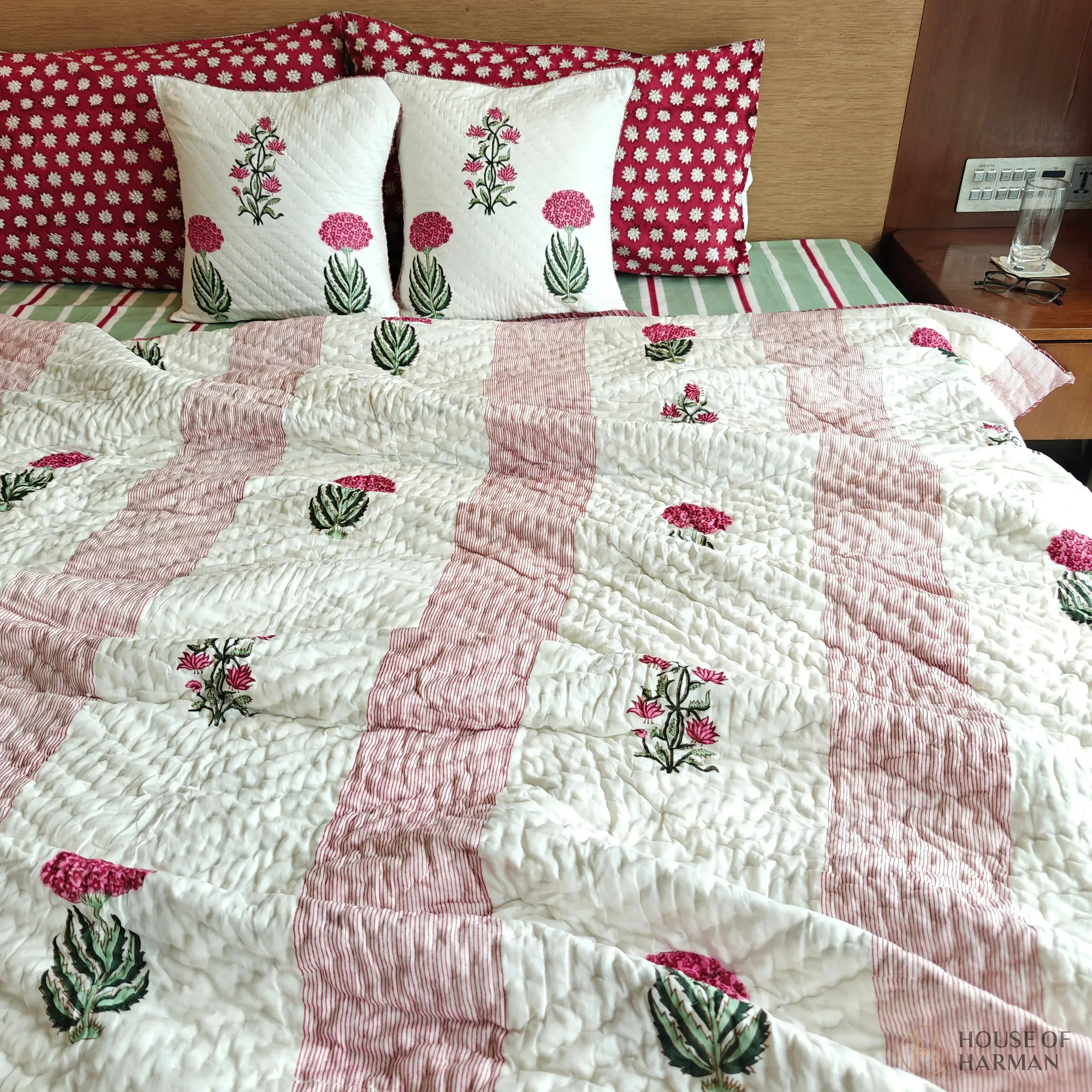 Mint Stripe Mist Quilt - HOUSE OF HARMAN