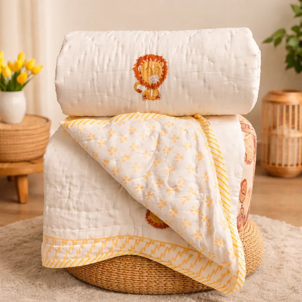 Sunny Jungle Cub Baby Quilt