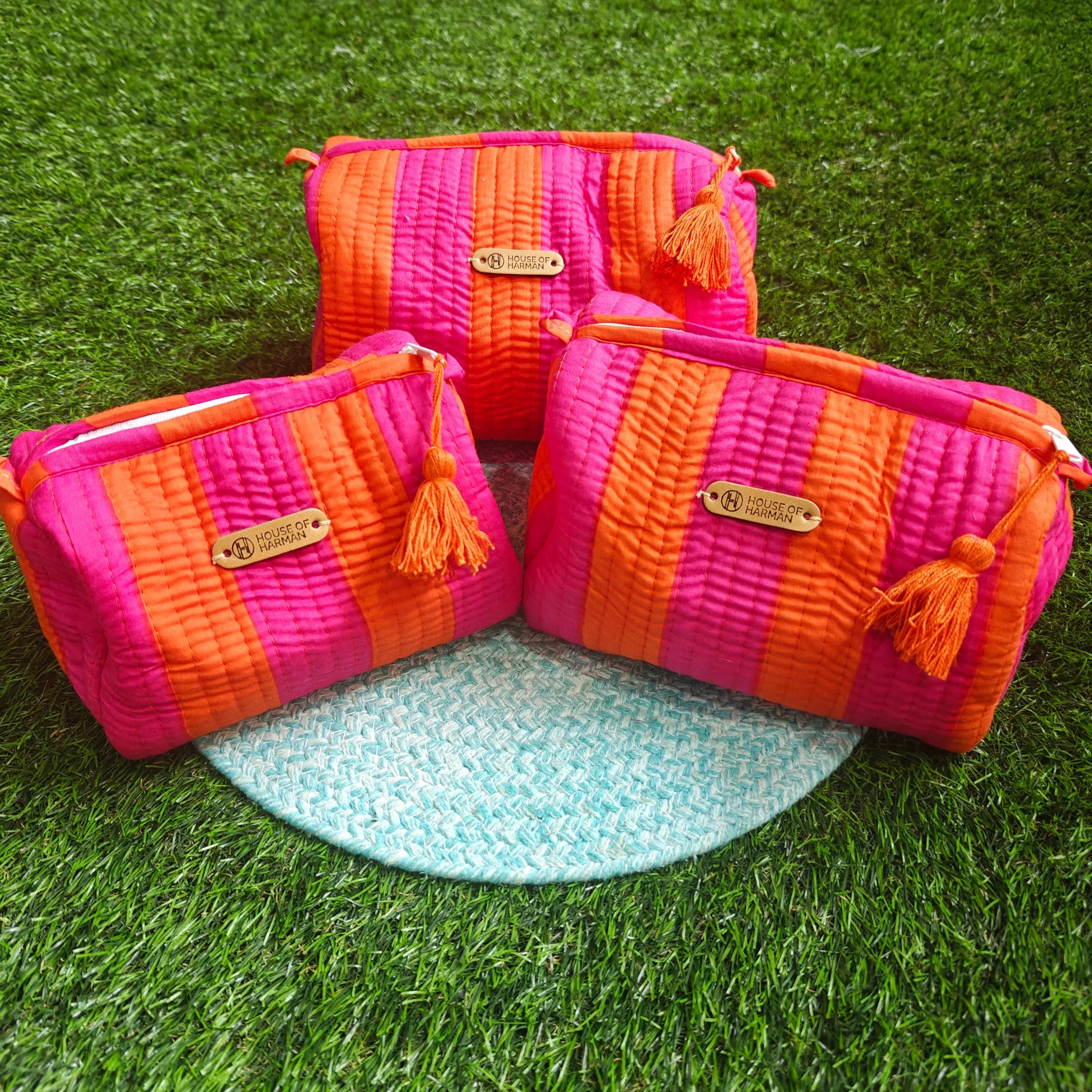Multipurpose Pouches- Set of Three I Waterproof Lining I Four Mini Pockets Inside - HOUSE OF HARMAN