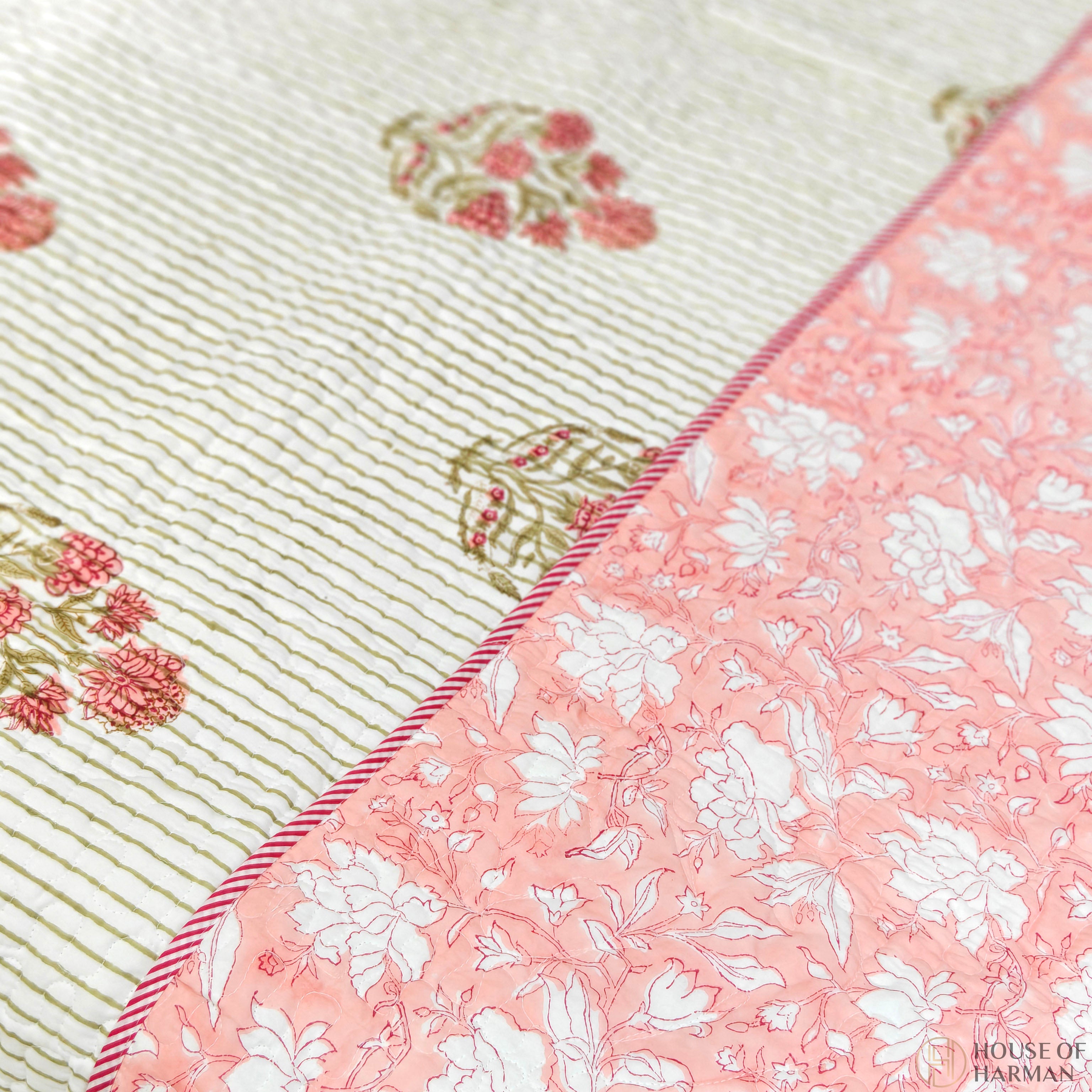 Rosebud Meadow Lines Bedcover
