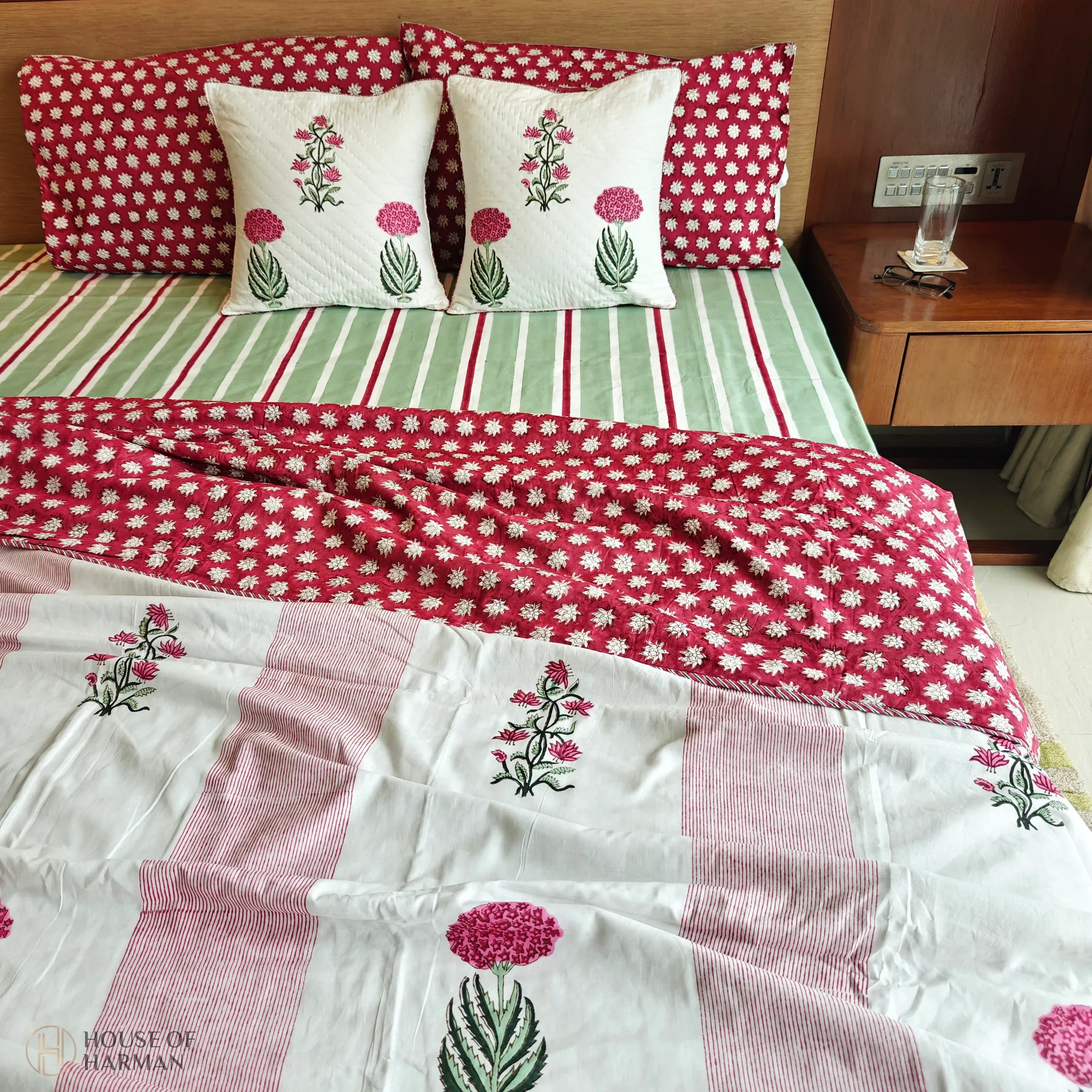 Mint Stripe Mist Dohar - HOUSE OF HARMAN