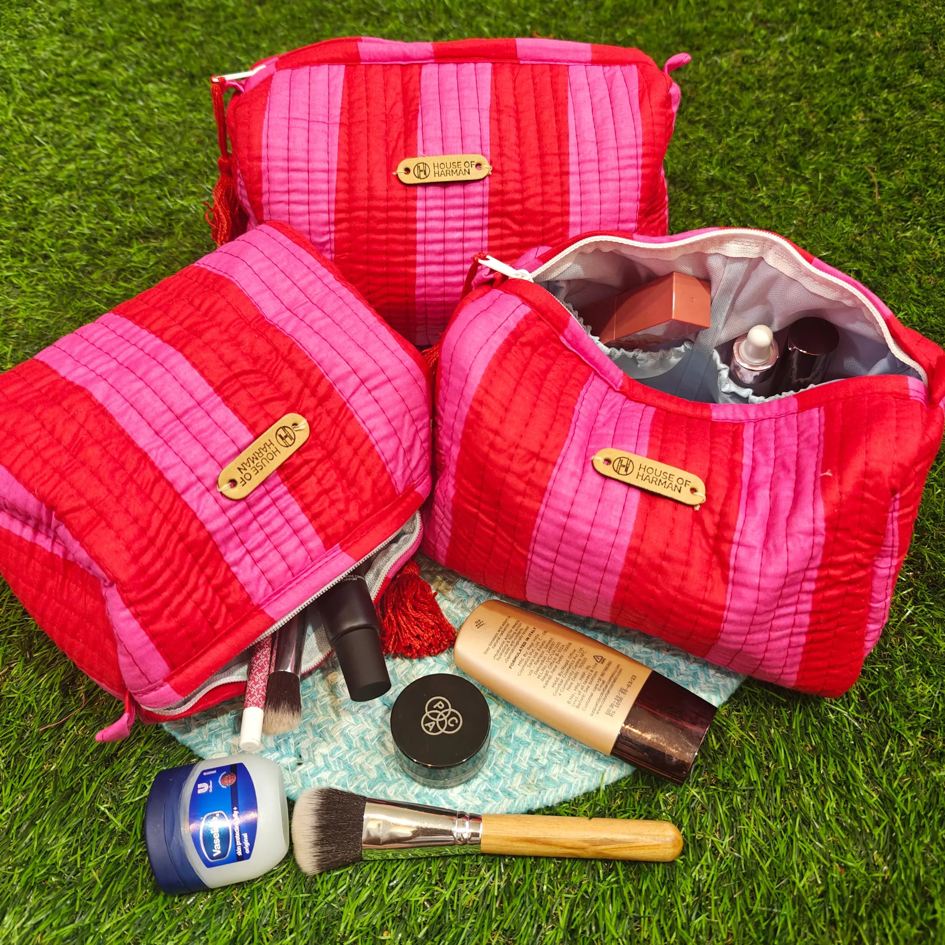 Multipurpose Pouches- Set of Three I Waterproof Lining I Four Mini Pockets Inside - HOUSE OF HARMAN