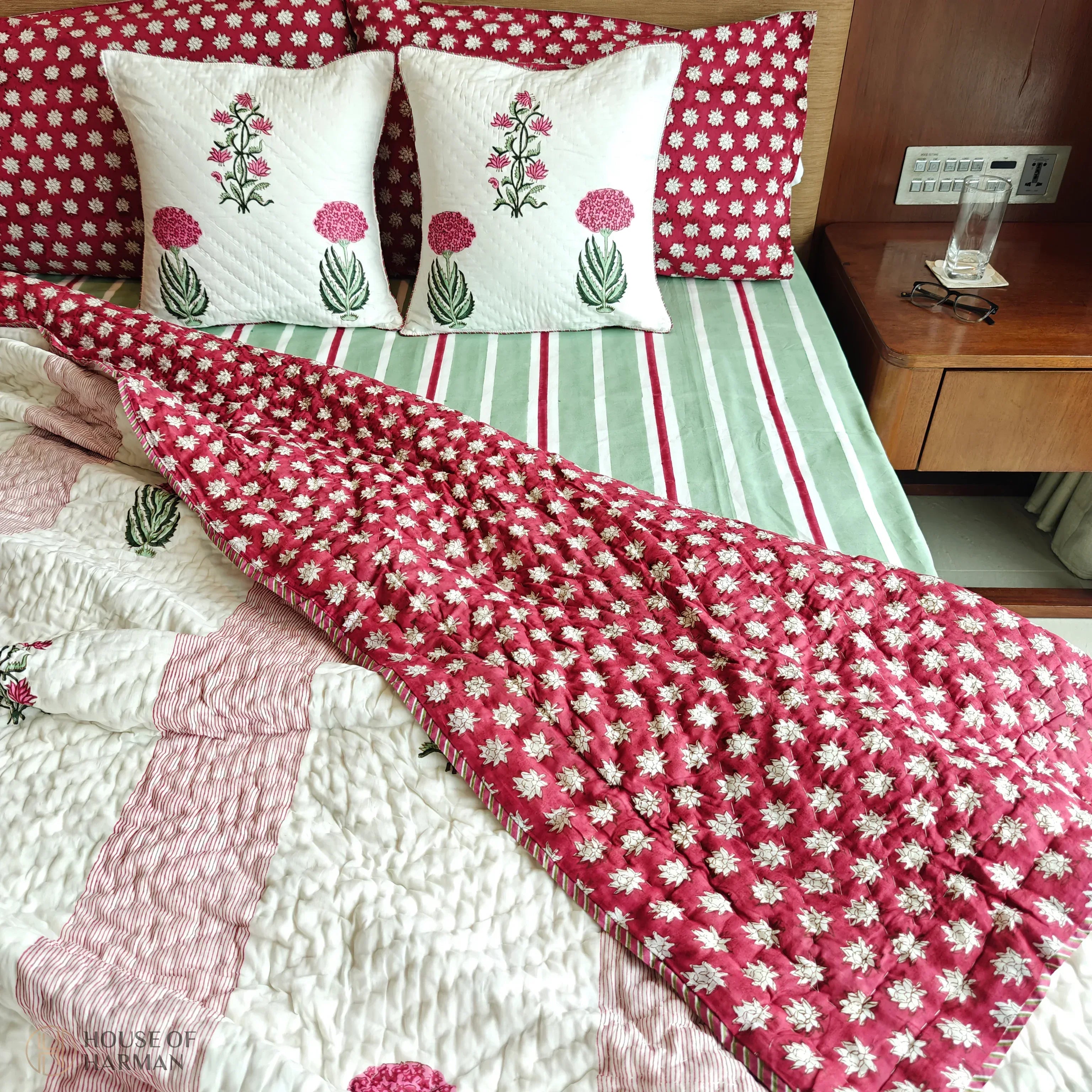 Mint Stripe Mist Quilt - HOUSE OF HARMAN