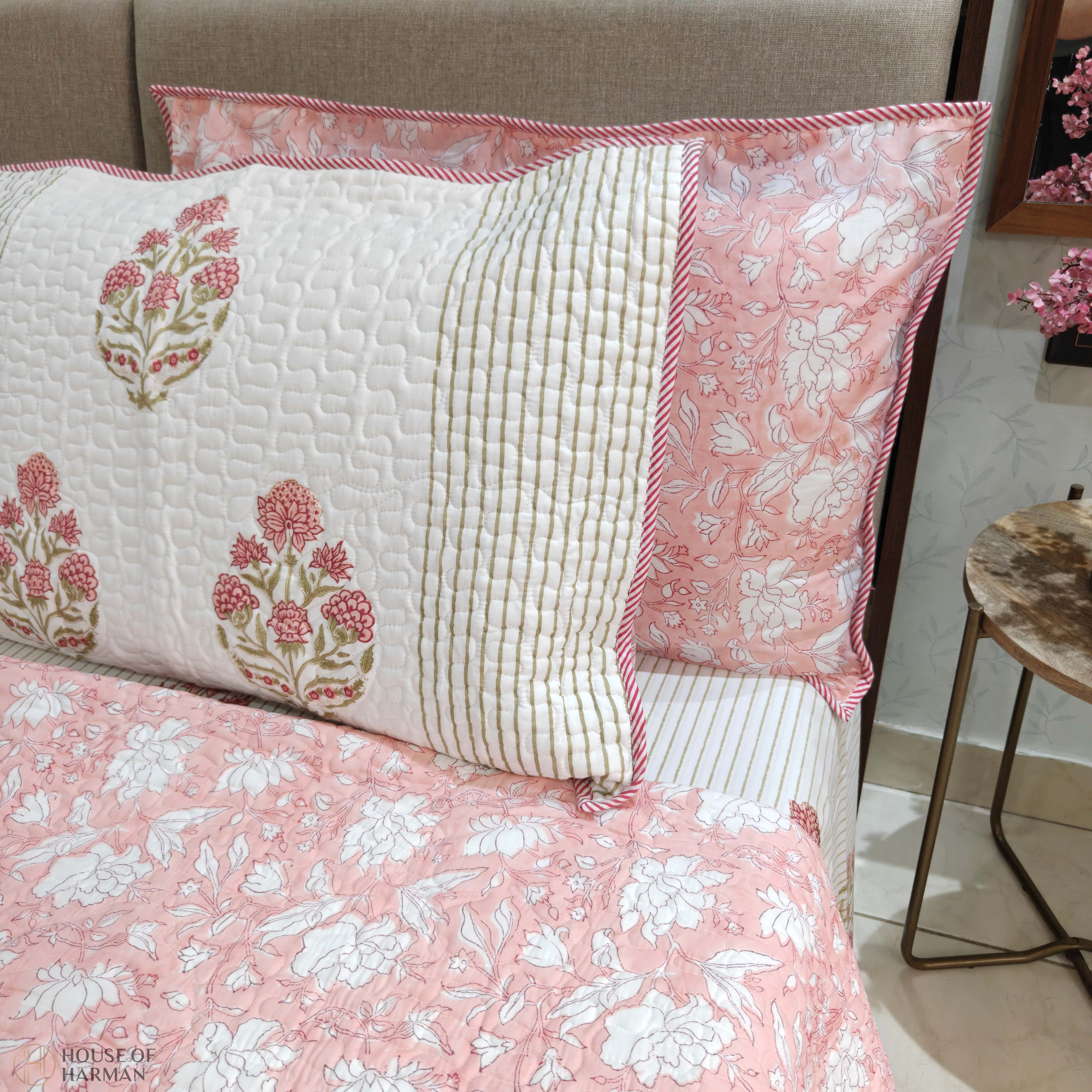Rosebud Meadow Lines Bedcover