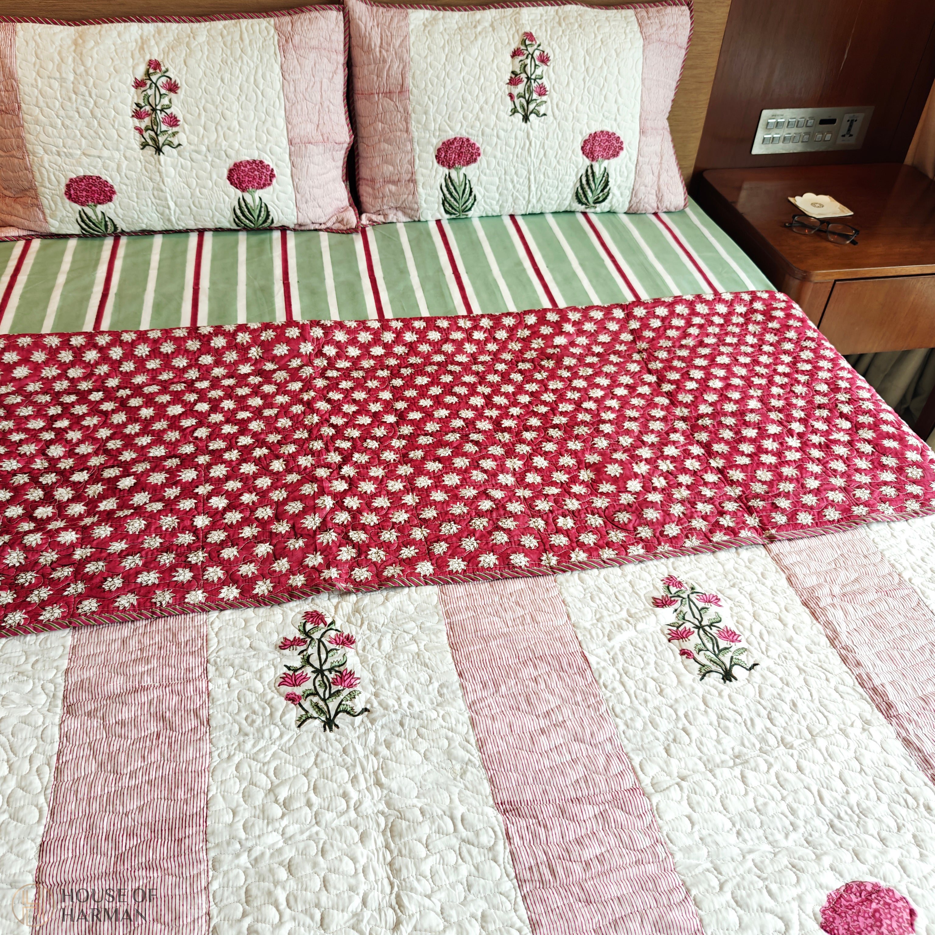 Mint Stripe Mist Bedcover