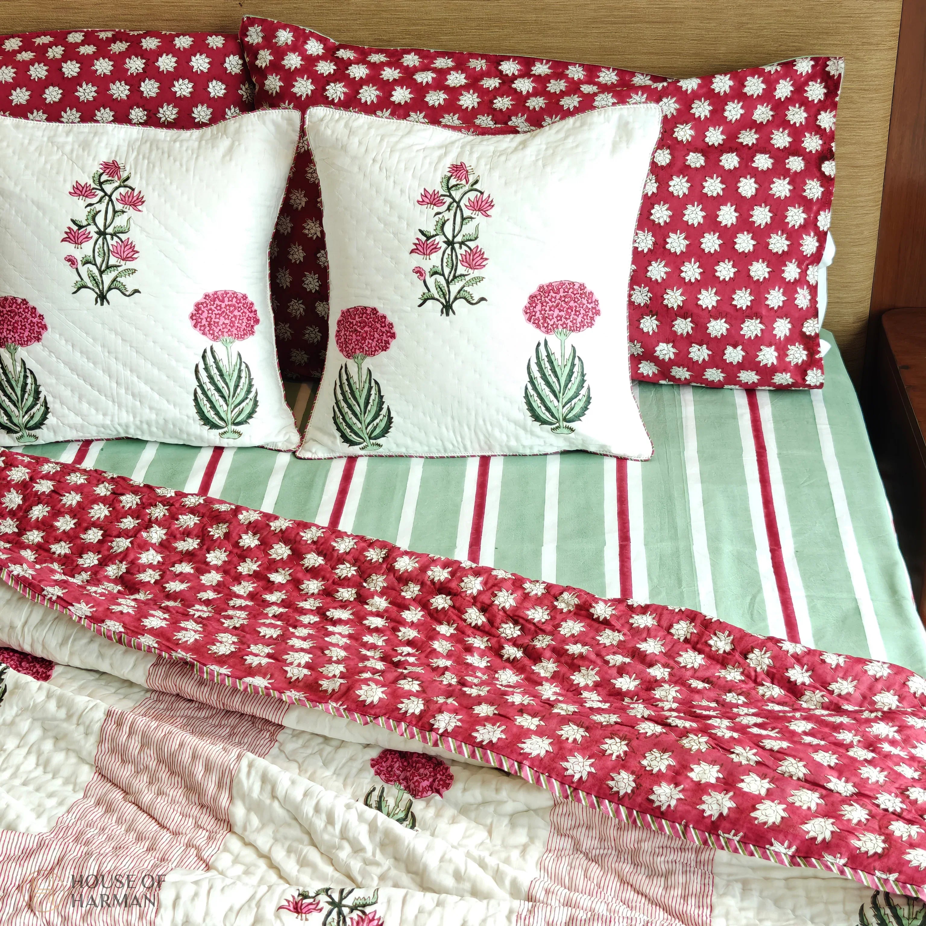 Mint Stripe Mist Quilt - HOUSE OF HARMAN