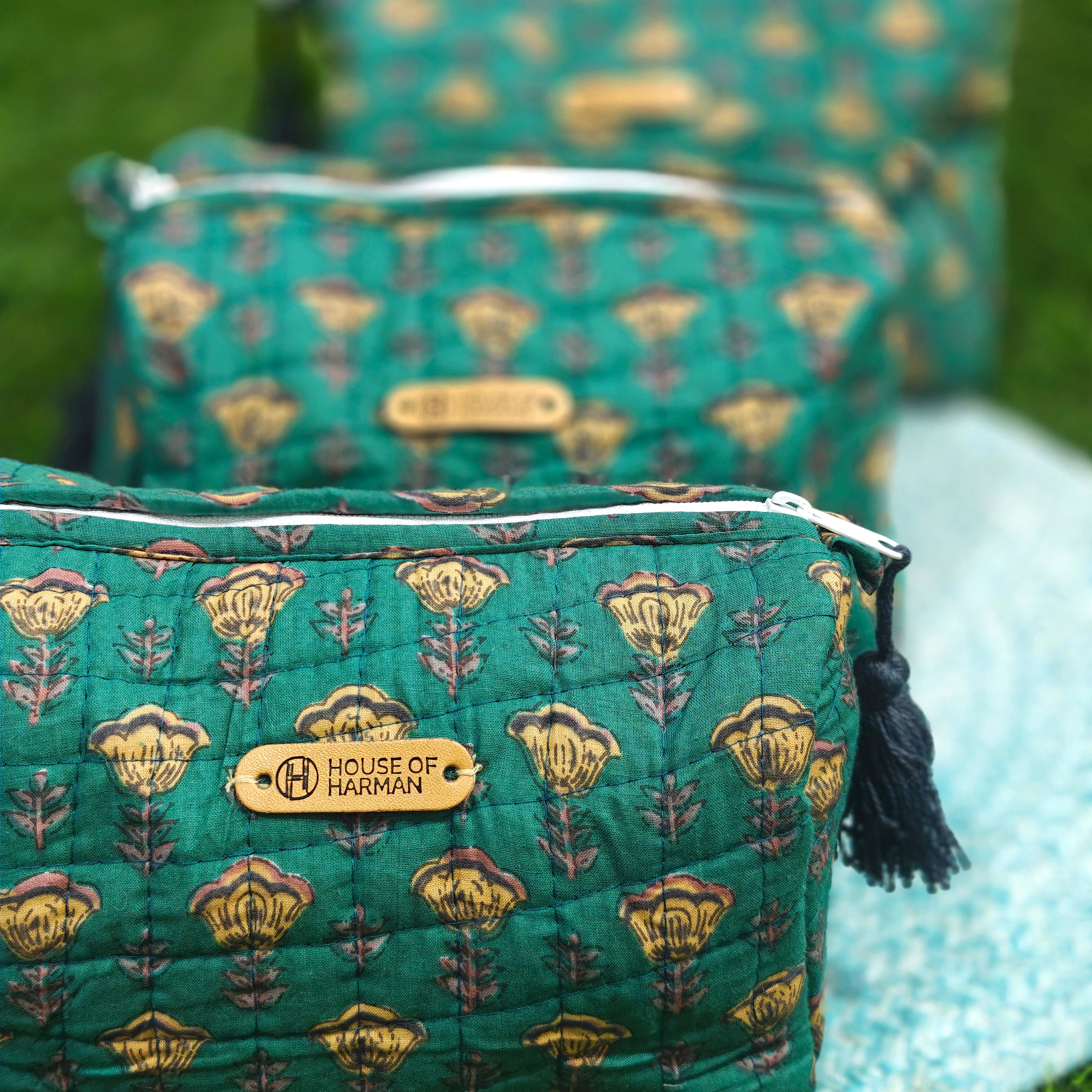 Multipurpose Pouches- Set of Three I Waterproof Lining I Four Mini Pockets Inside