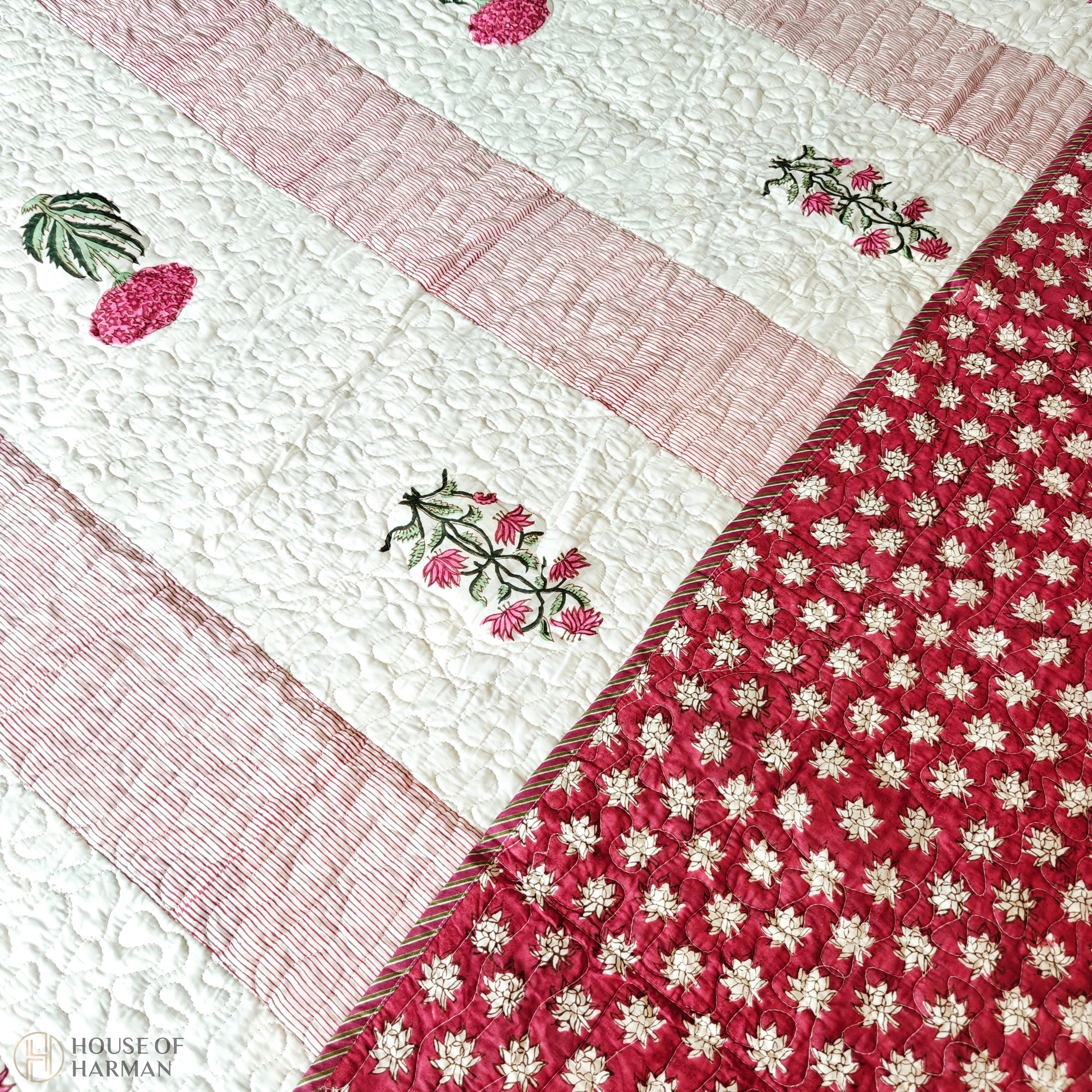 Mint Stripe Mist Bedcover