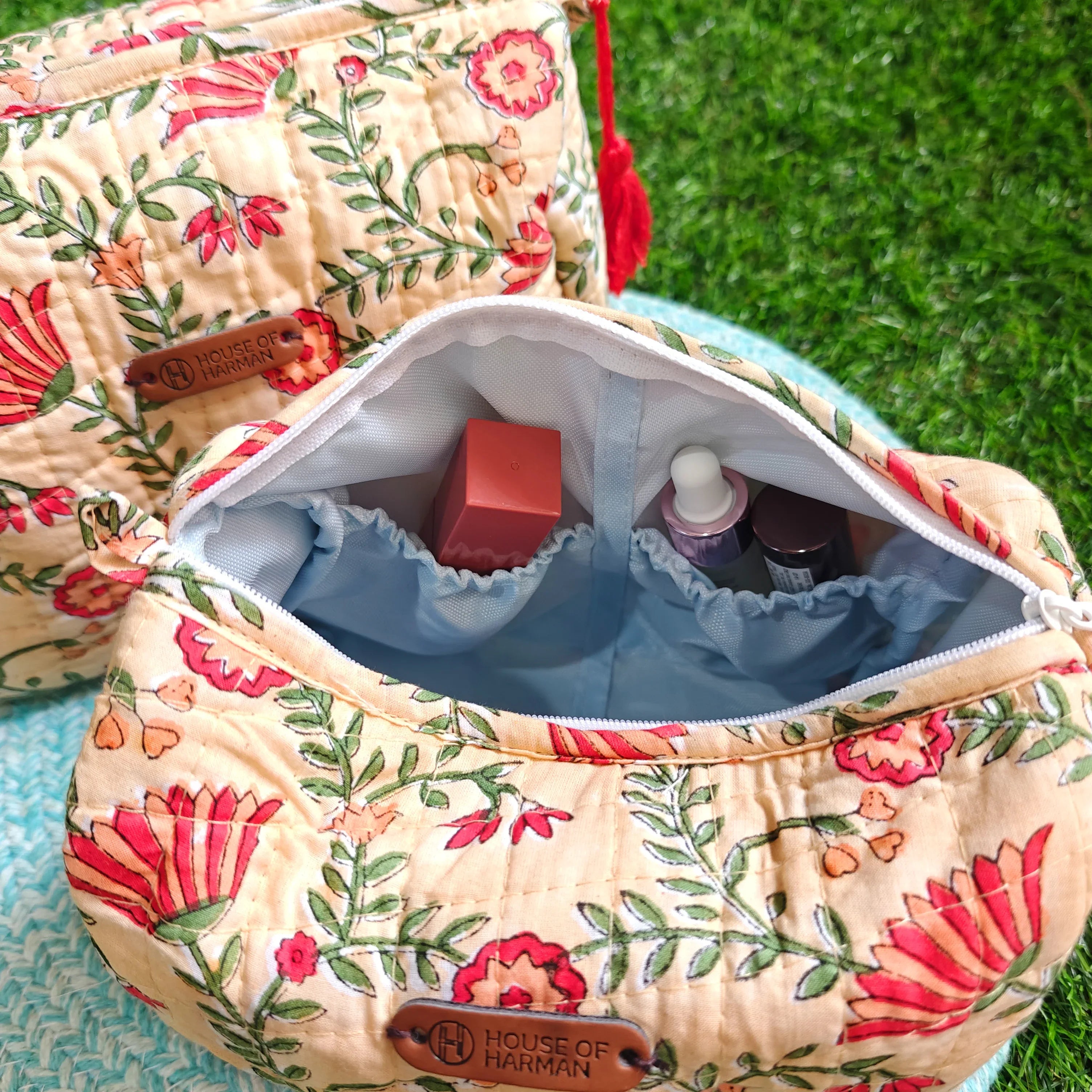 Multipurpose Pouches- Set of Three I Waterproof Lining I Four Mini Pockets Inside - HOUSE OF HARMAN