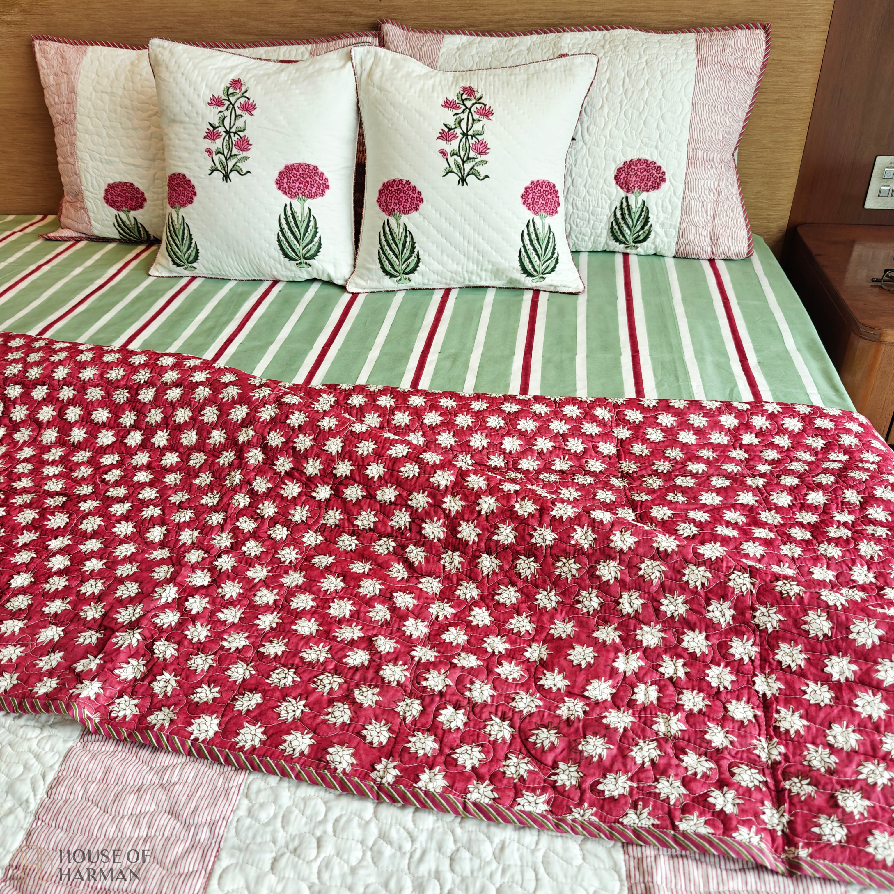 Mint Stripe Mist Bedcover