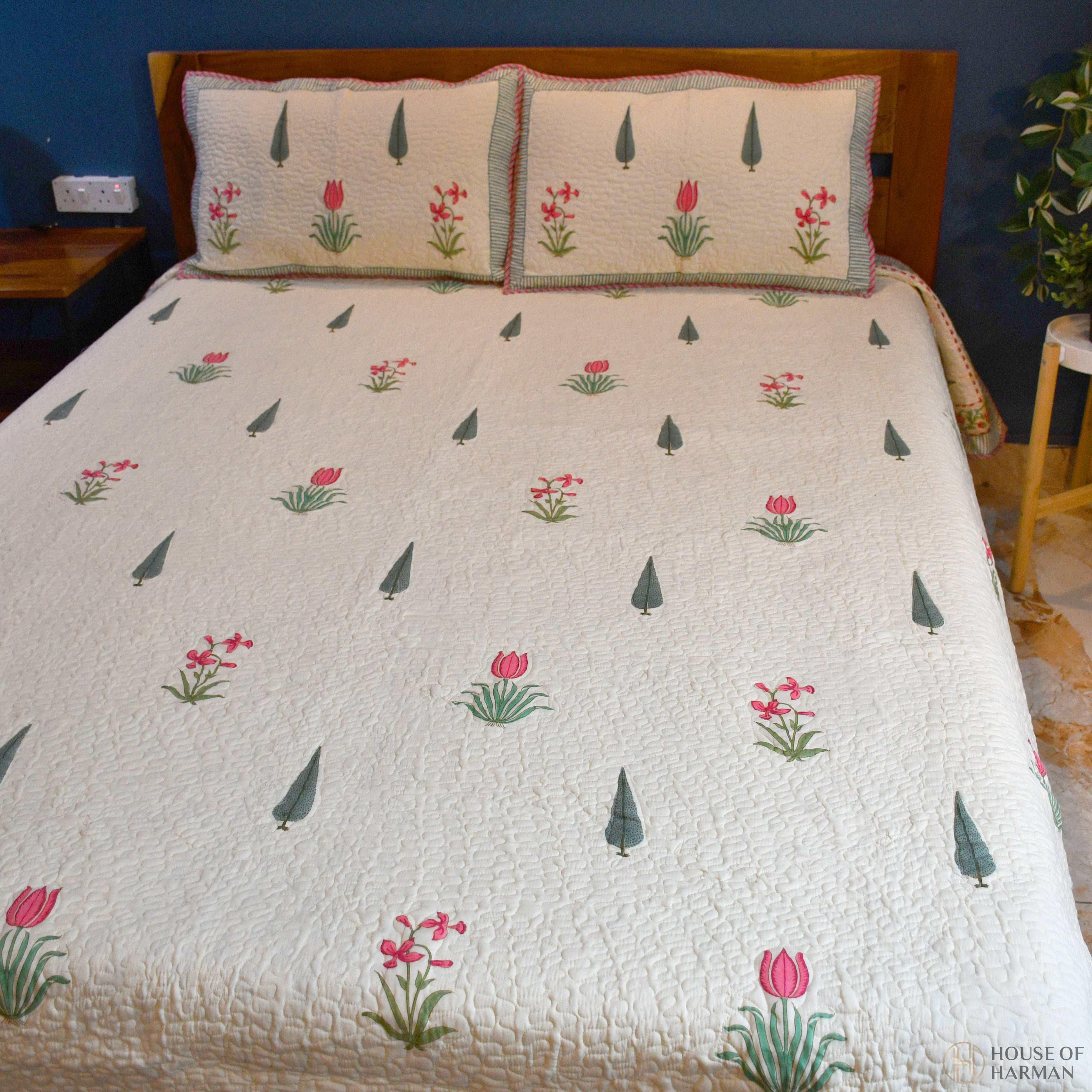 Sunlit Meadow Charm Bedcover (Beige Base) - HOUSE OF HARMAN