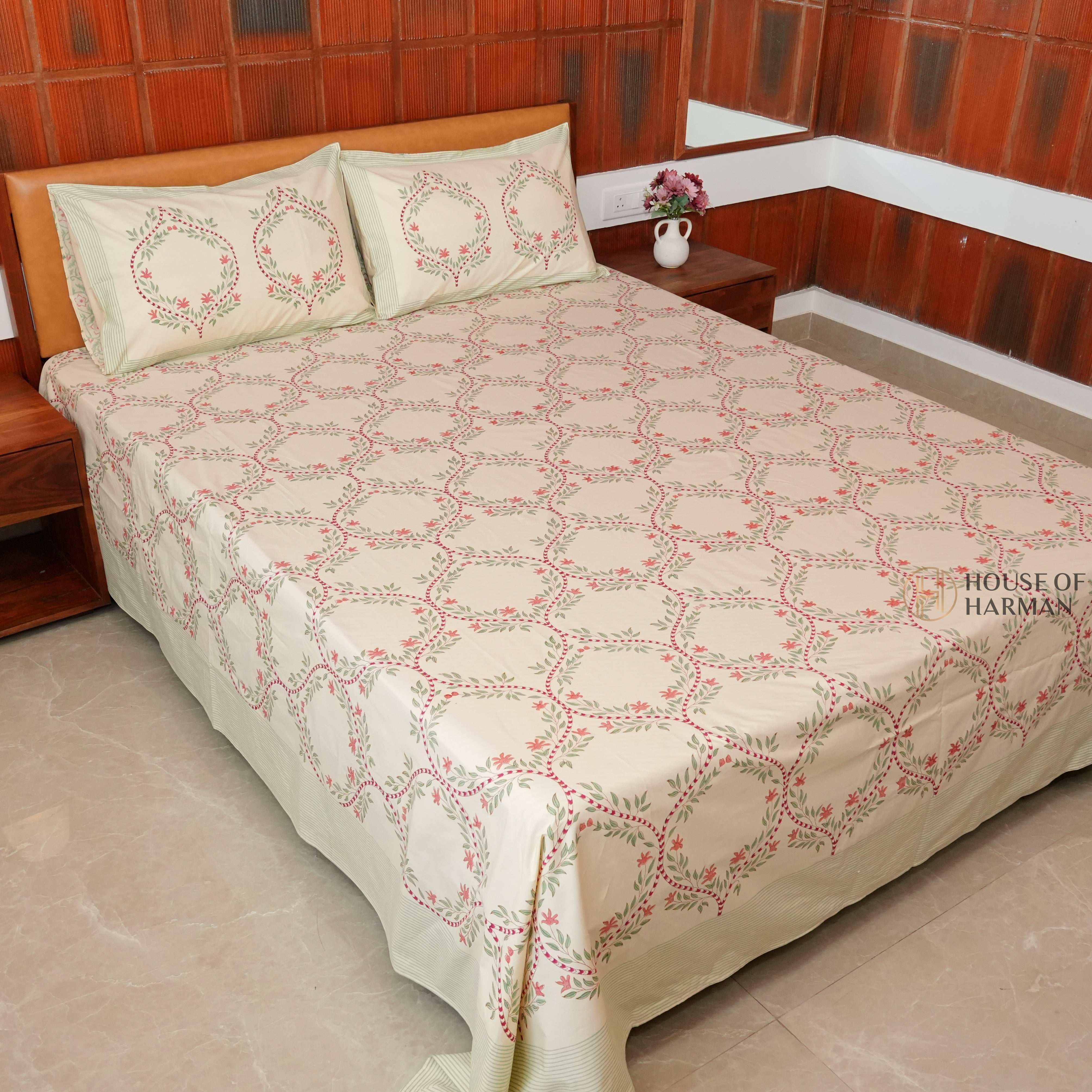 Heritage Verdant Trellis Bedsheet - HOUSE OF HARMAN