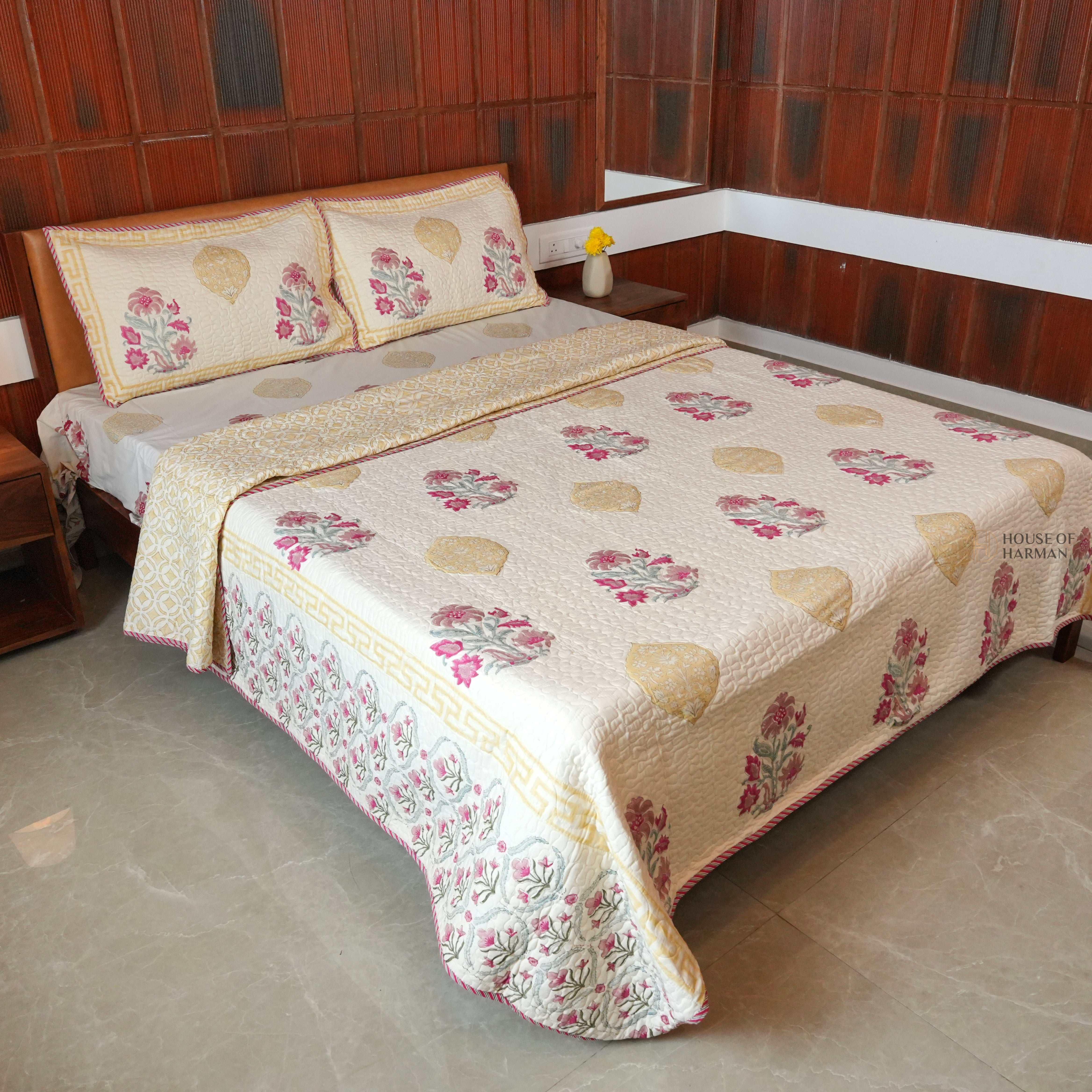 Mughal Ruby Bloom Bedcover - HOUSE OF HARMAN