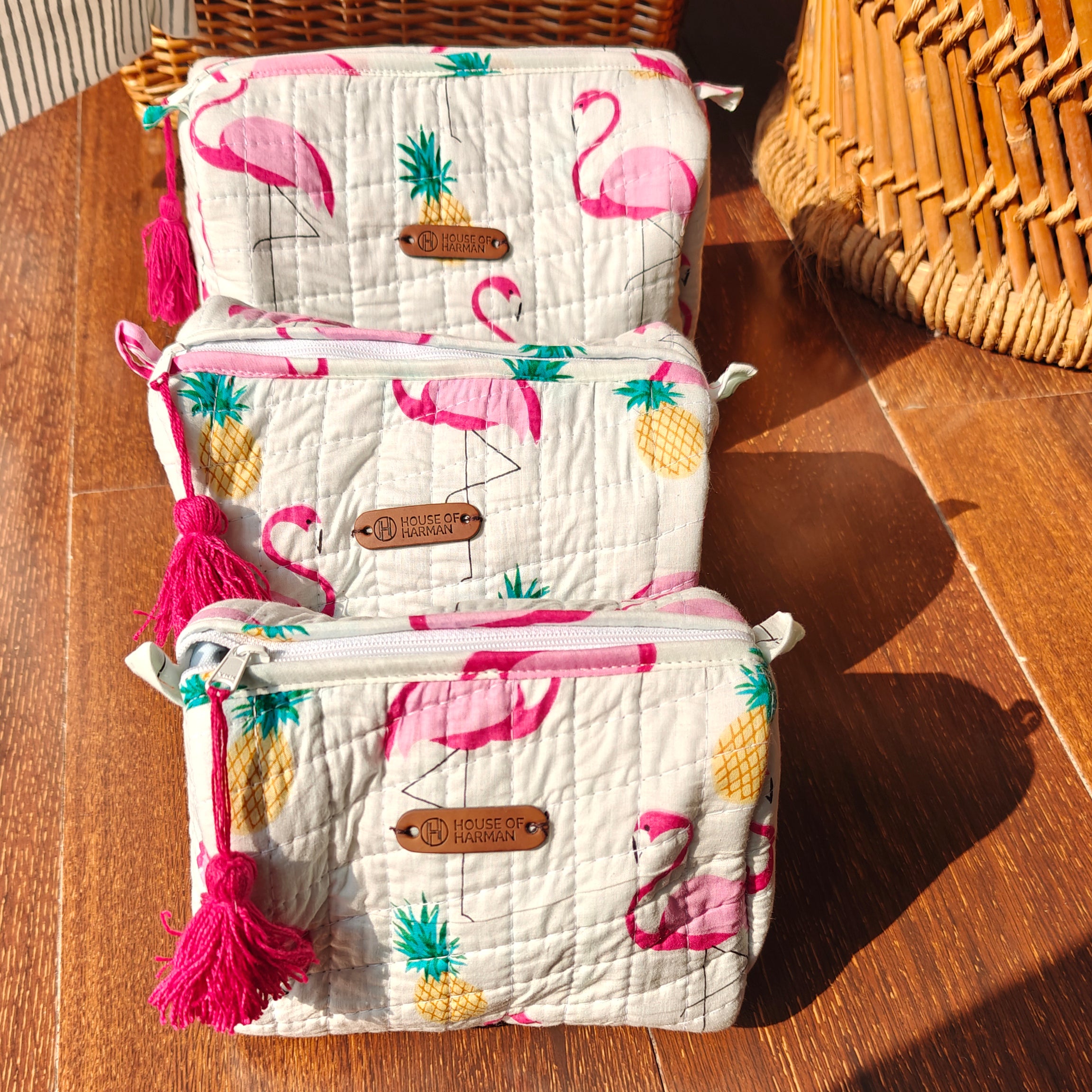 Multipurpose Pouches- Set of Three I Waterproof Lining I Four Mini Pockets Inside