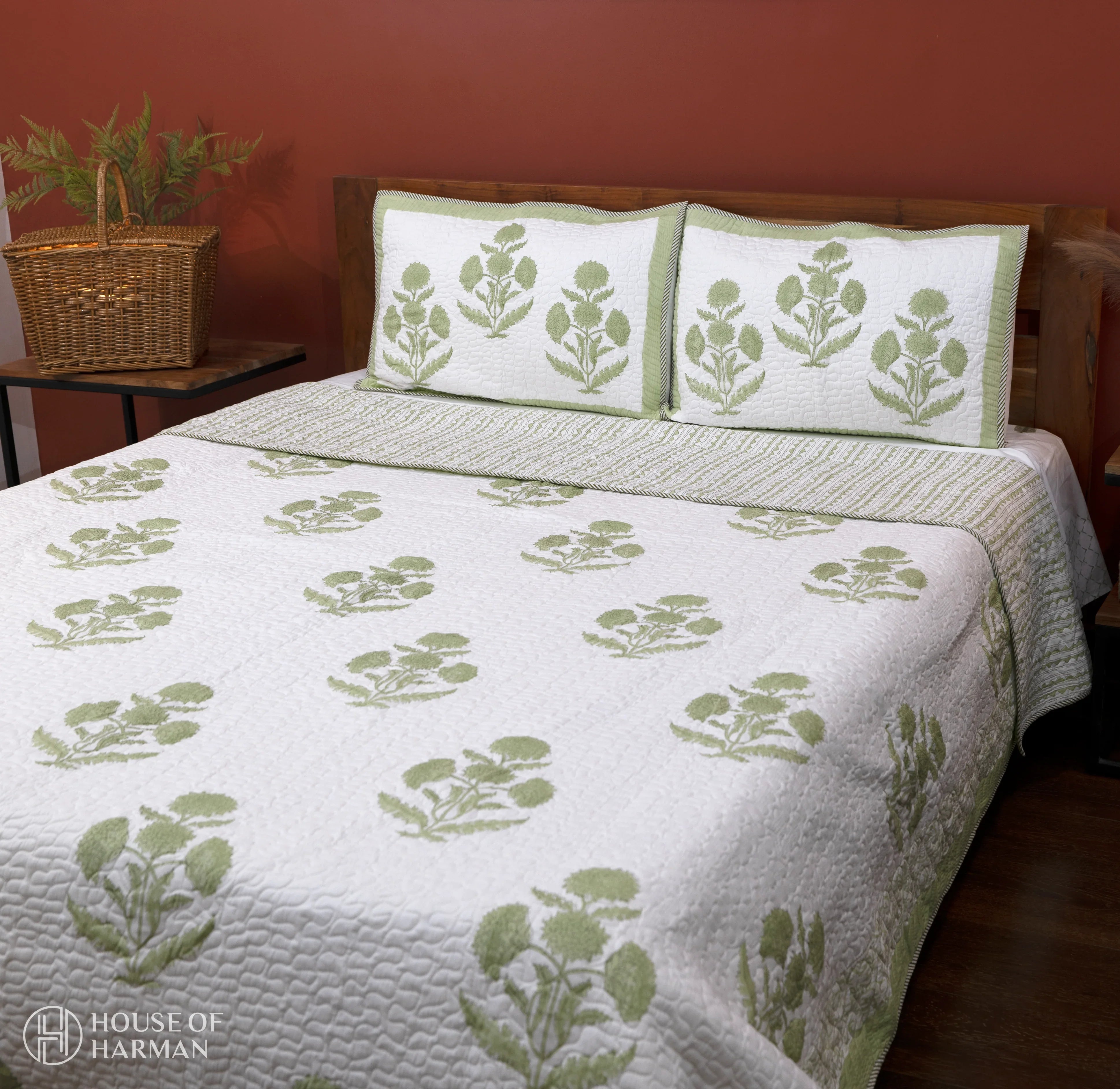 Emerald Wildpoppy Dreams Bedcover - HOUSE OF HARMAN