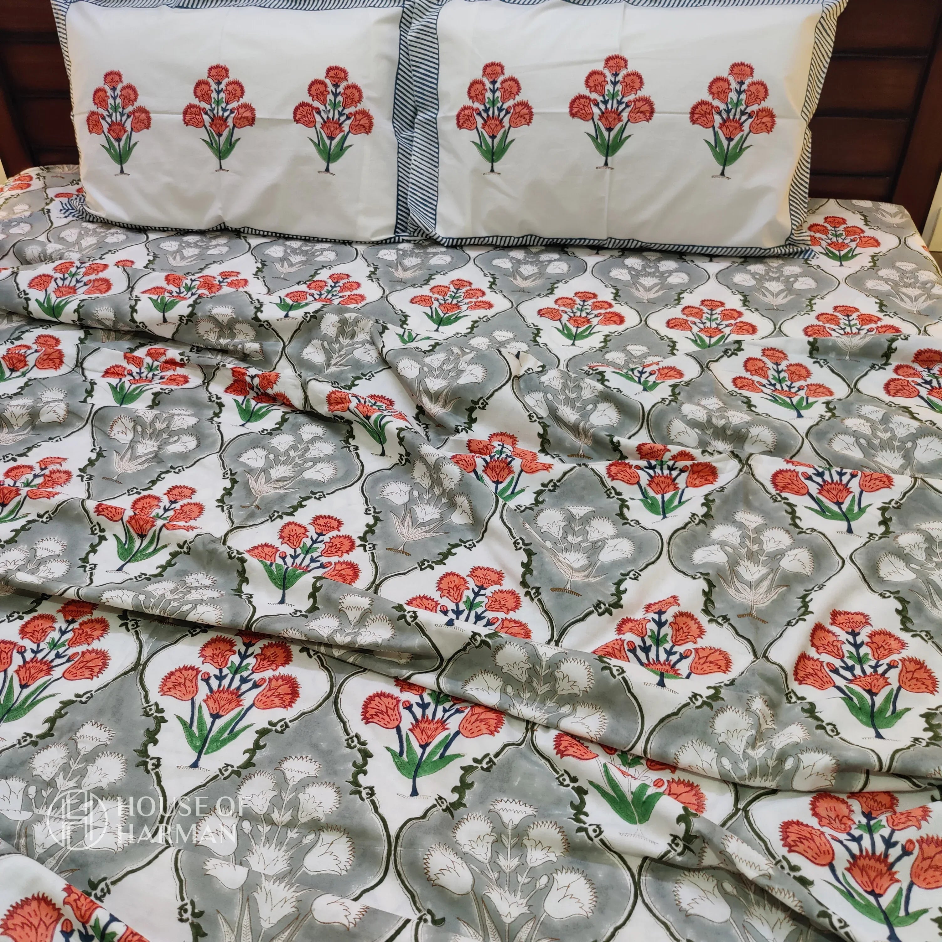 Valley of Flowers Bedsheet and Dohar - HOUSE OF HARMAN