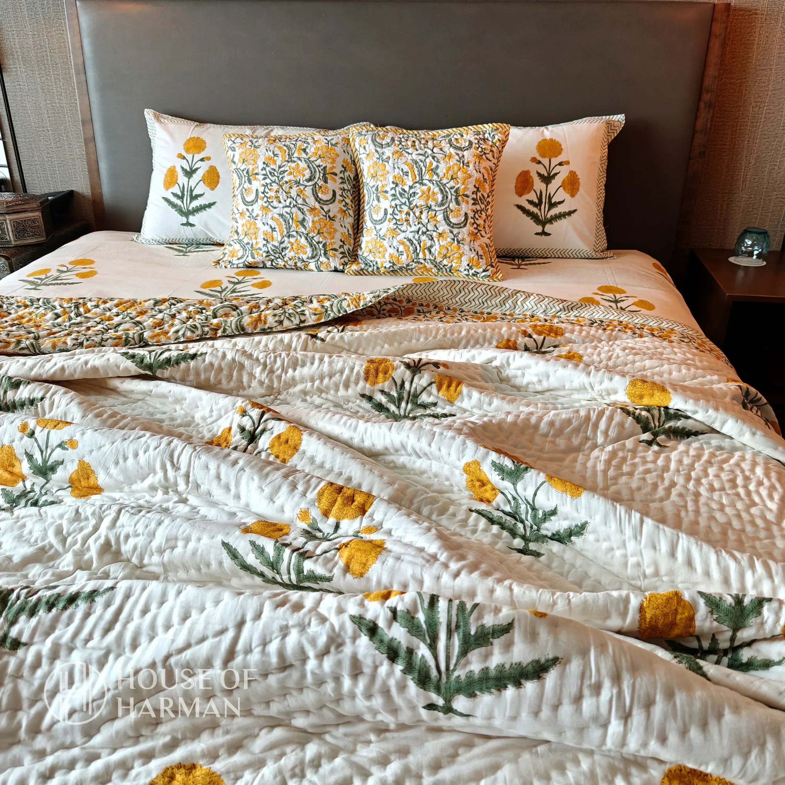 Yellow Wildpoppy Fields Bedsheet and Quilt - HOUSE OF HARMAN