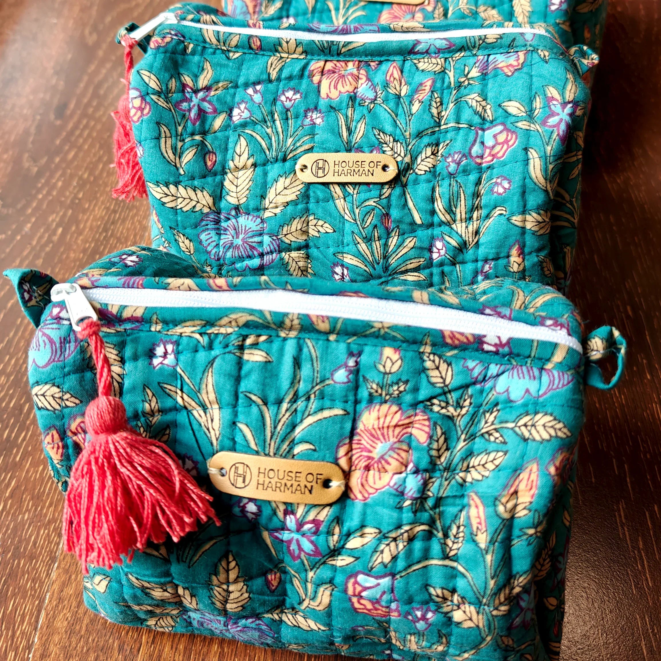 Multipurpose Pouches- Set of Three I Waterproof Lining I Four Mini Pockets Inside - HOUSE OF HARMAN