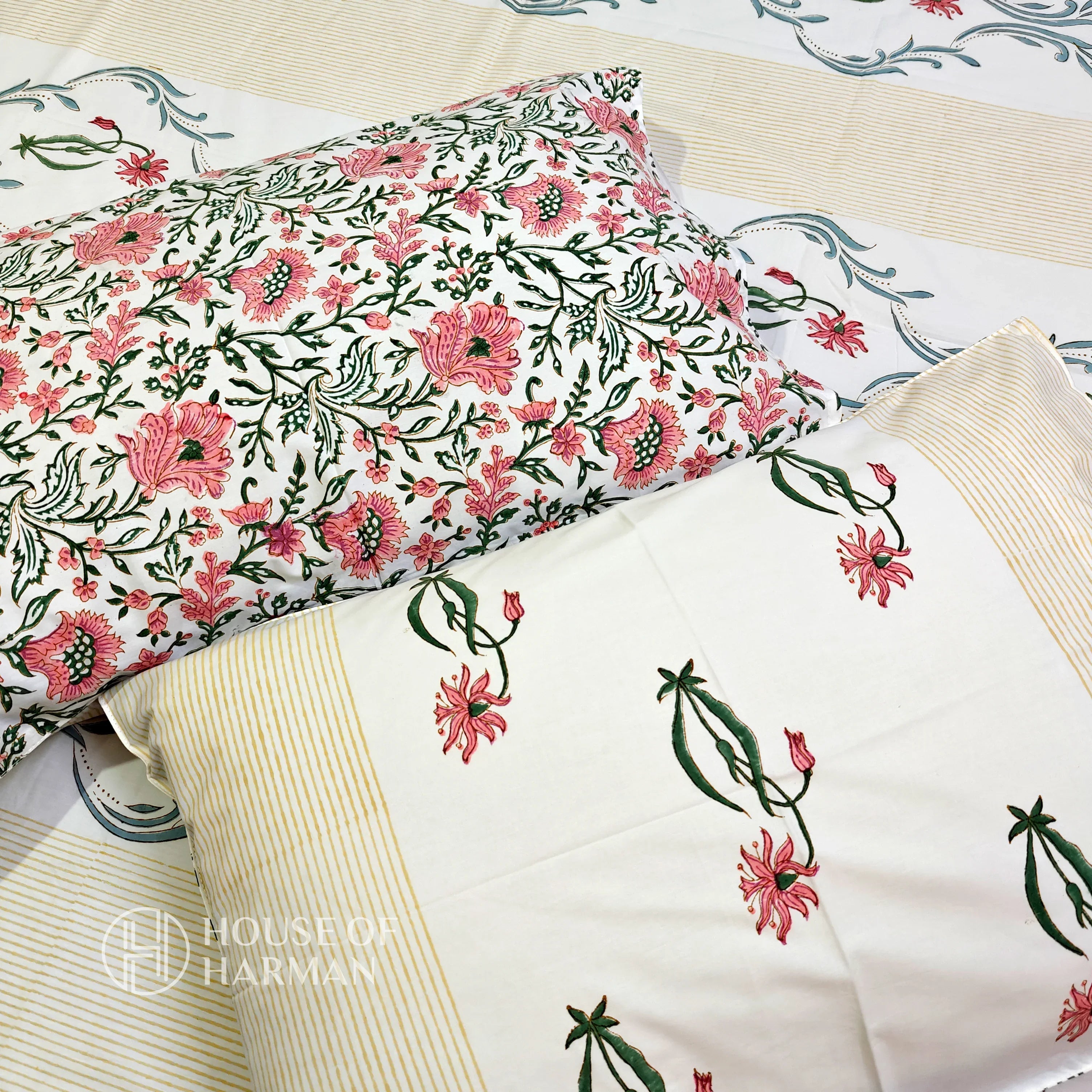 Ivory Floral Serenade Bedsheet - HOUSE OF HARMAN