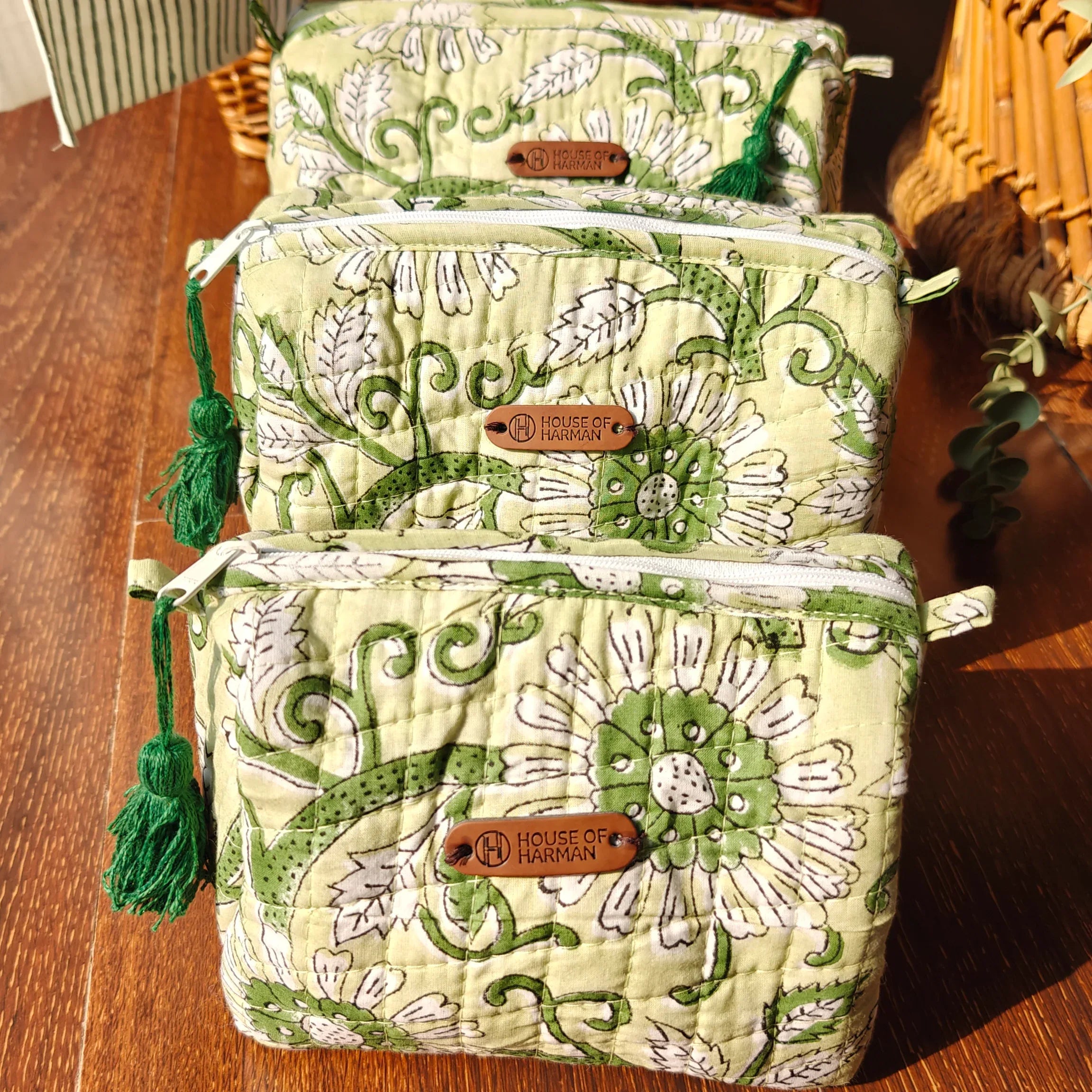 Multipurpose Pouches- Set of Three I Waterproof Lining I Four Mini Pockets Inside - HOUSE OF HARMAN