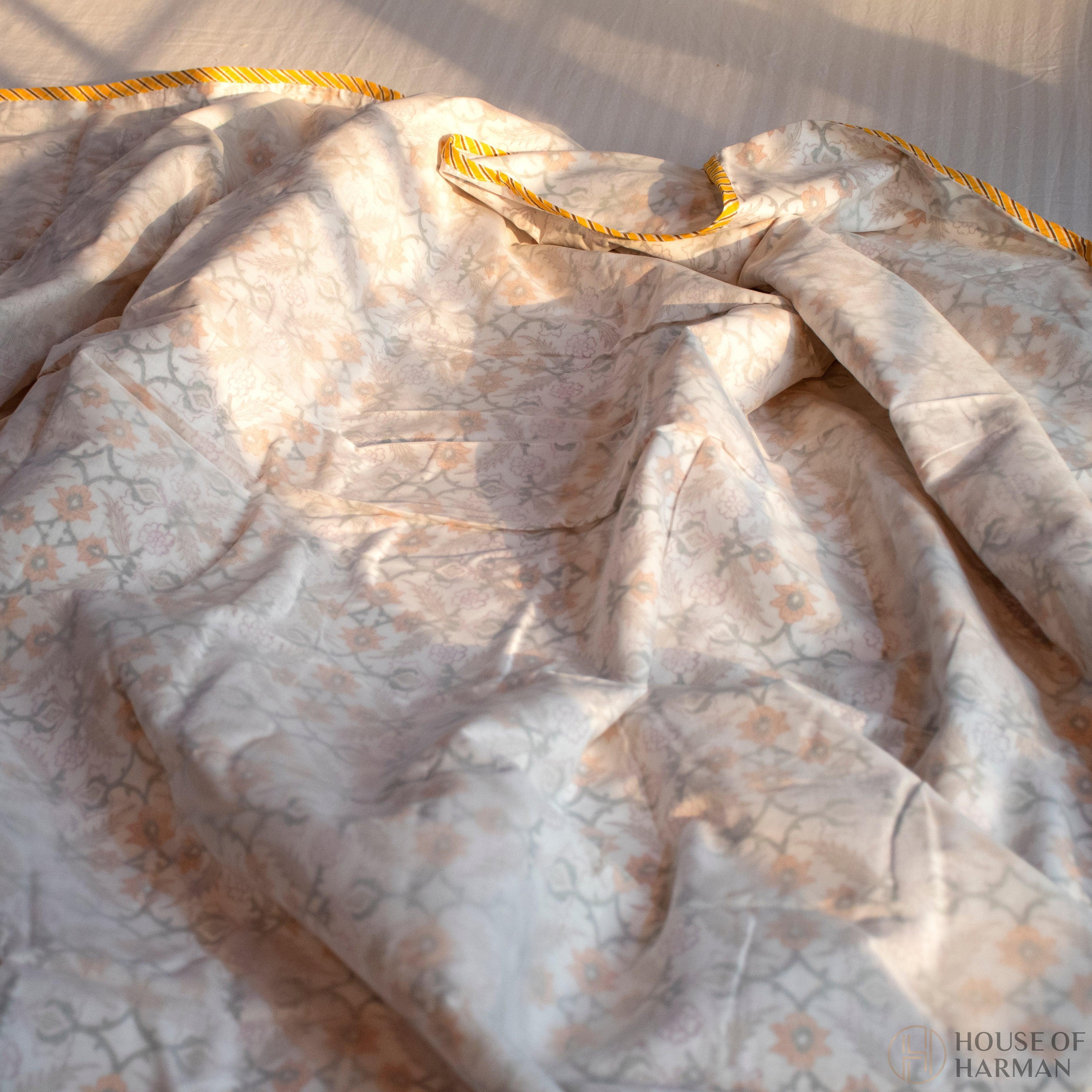 Blush Morning Bloom 3D Mulmul Dohar - HOUSE OF HARMAN