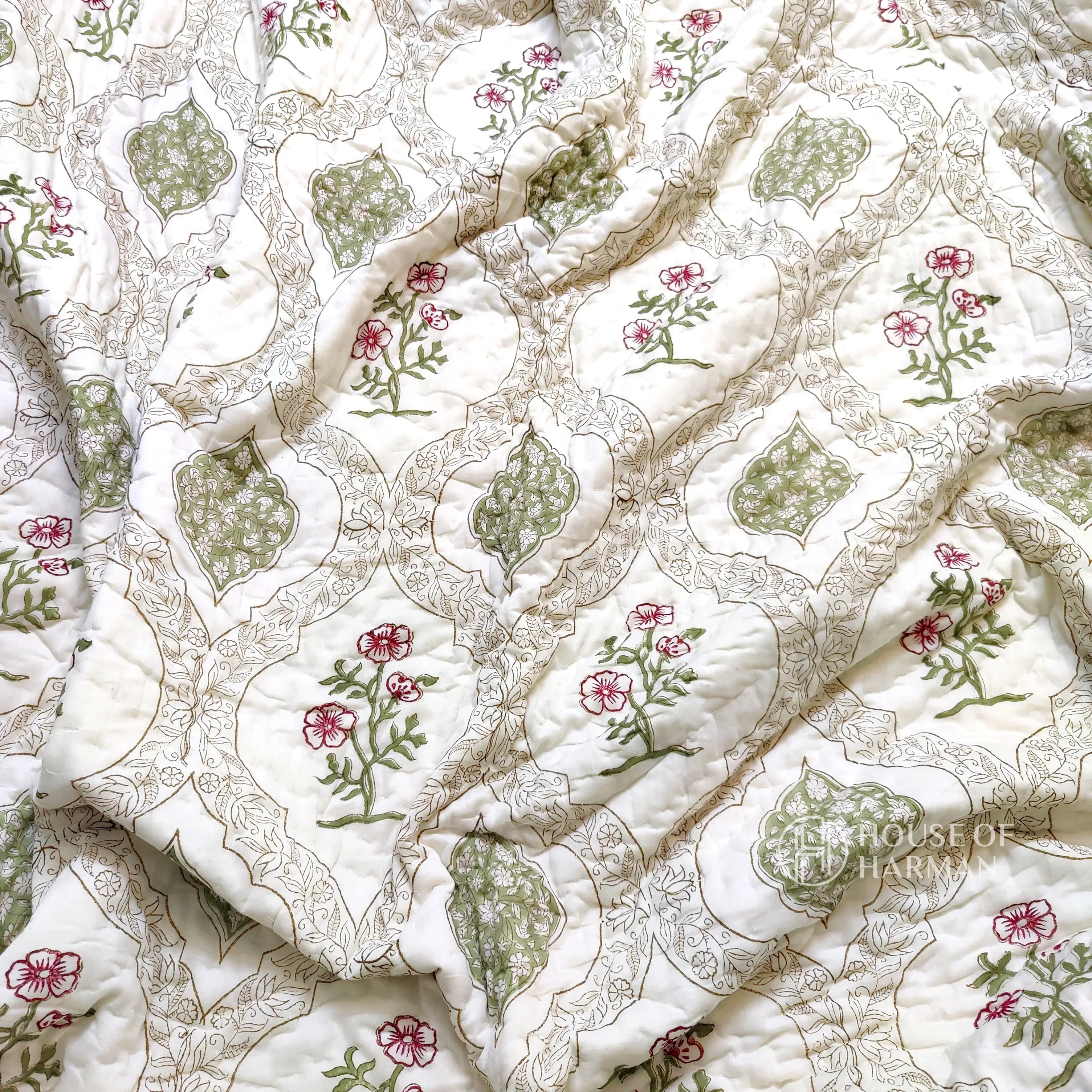 Jade Blossom Jaal Quilt - HOUSE OF HARMAN
