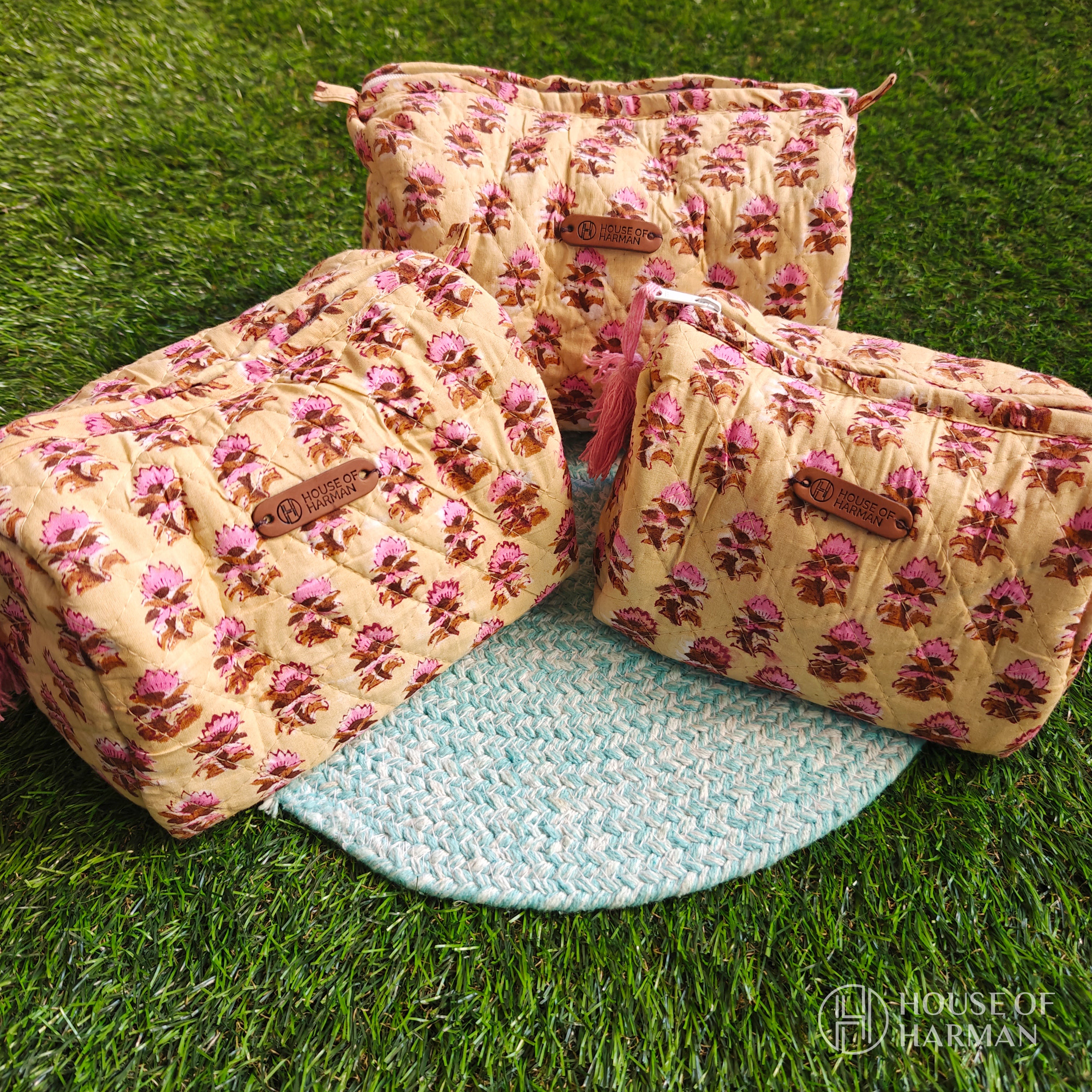 Multipurpose Pouches- Set of Three I Waterproof Lining I Four Mini Pockets Inside