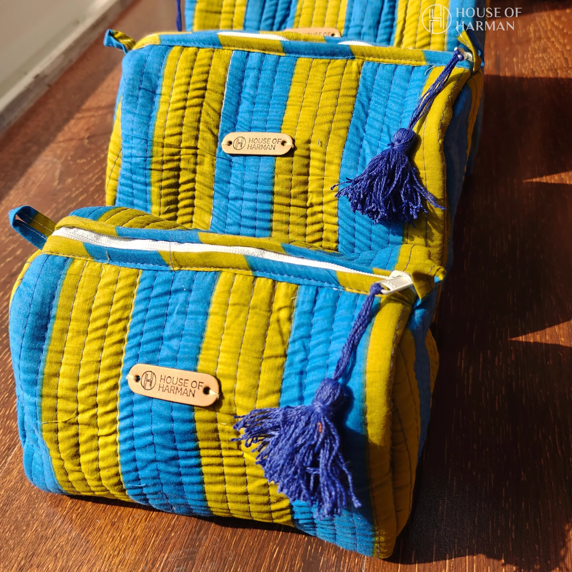 Multipurpose Pouches- Set of Three I Waterproof Lining I Four Mini Pockets Inside - HOUSE OF HARMAN