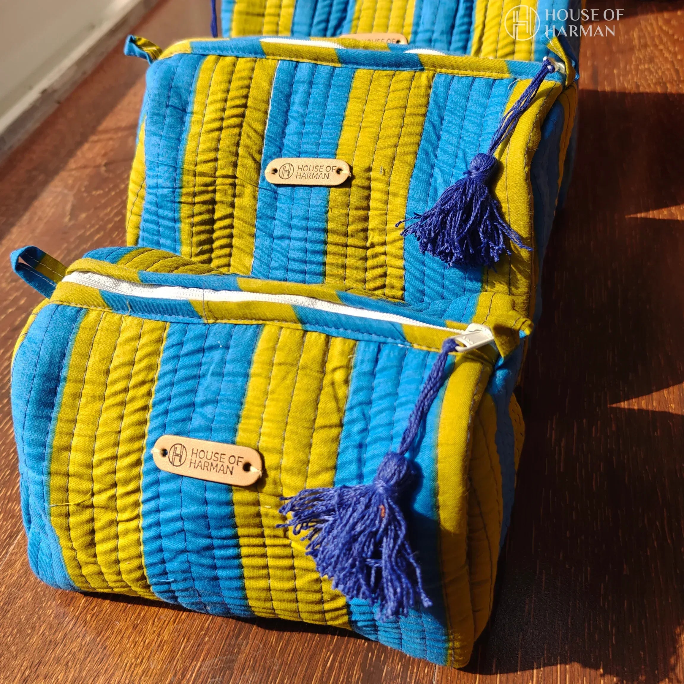 Multipurpose Pouches- Set of Three I Waterproof Lining I Four Mini Pockets Inside - HOUSE OF HARMAN