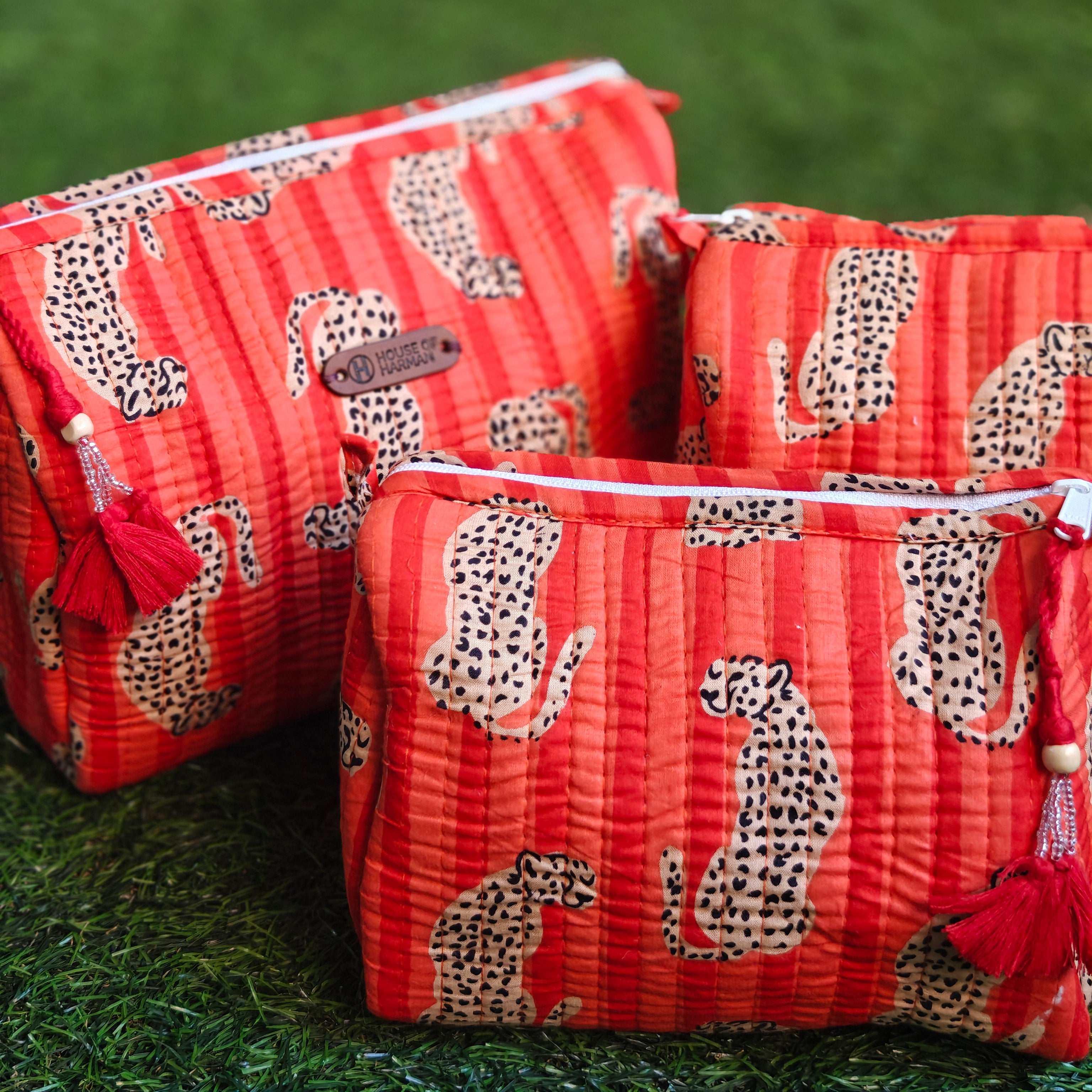 Multipurpose Pouches- Set of Three I Waterproof Lining I Four Mini Pockets Inside - HOUSE OF HARMAN