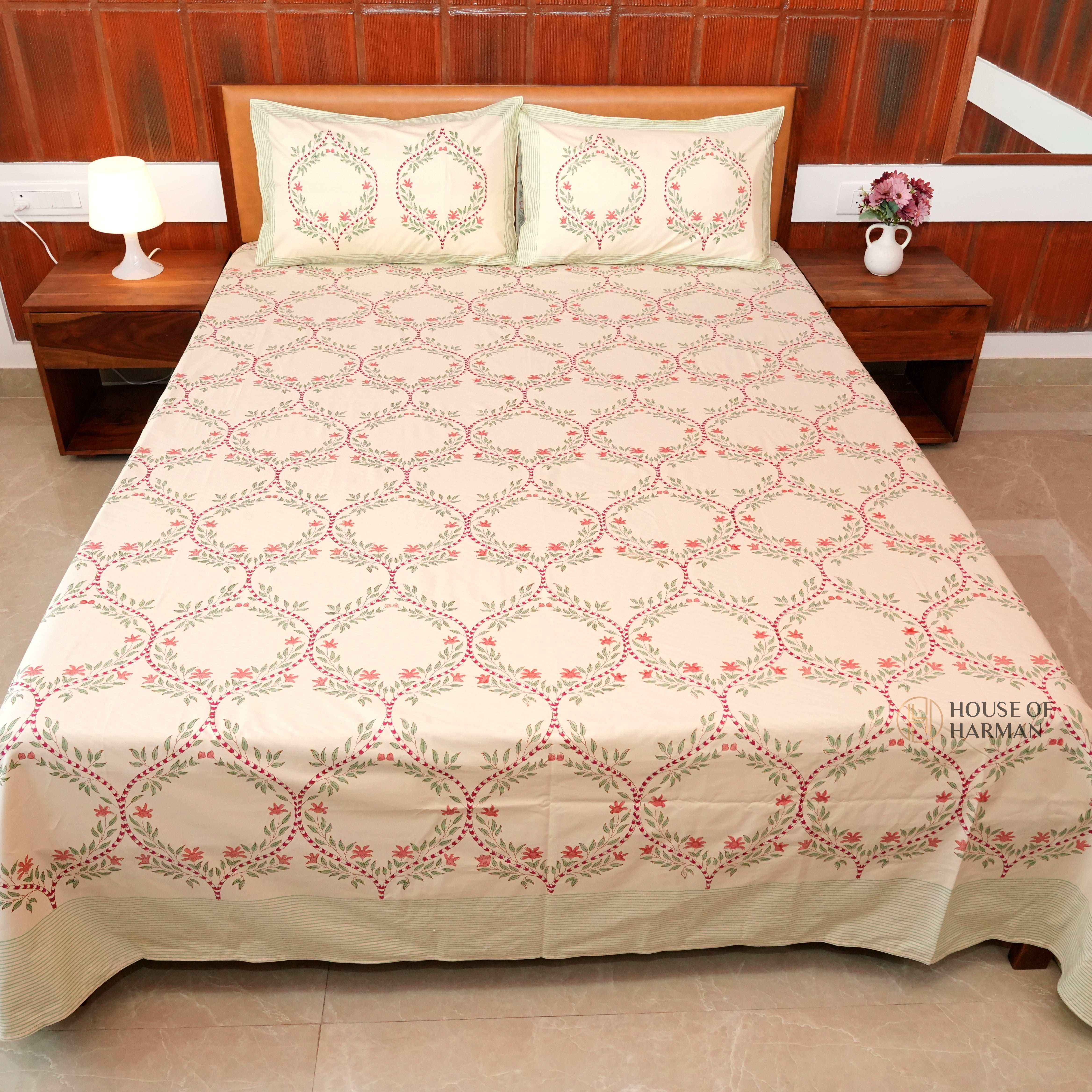 Heritage Verdant Trellis Bedsheet - HOUSE OF HARMAN