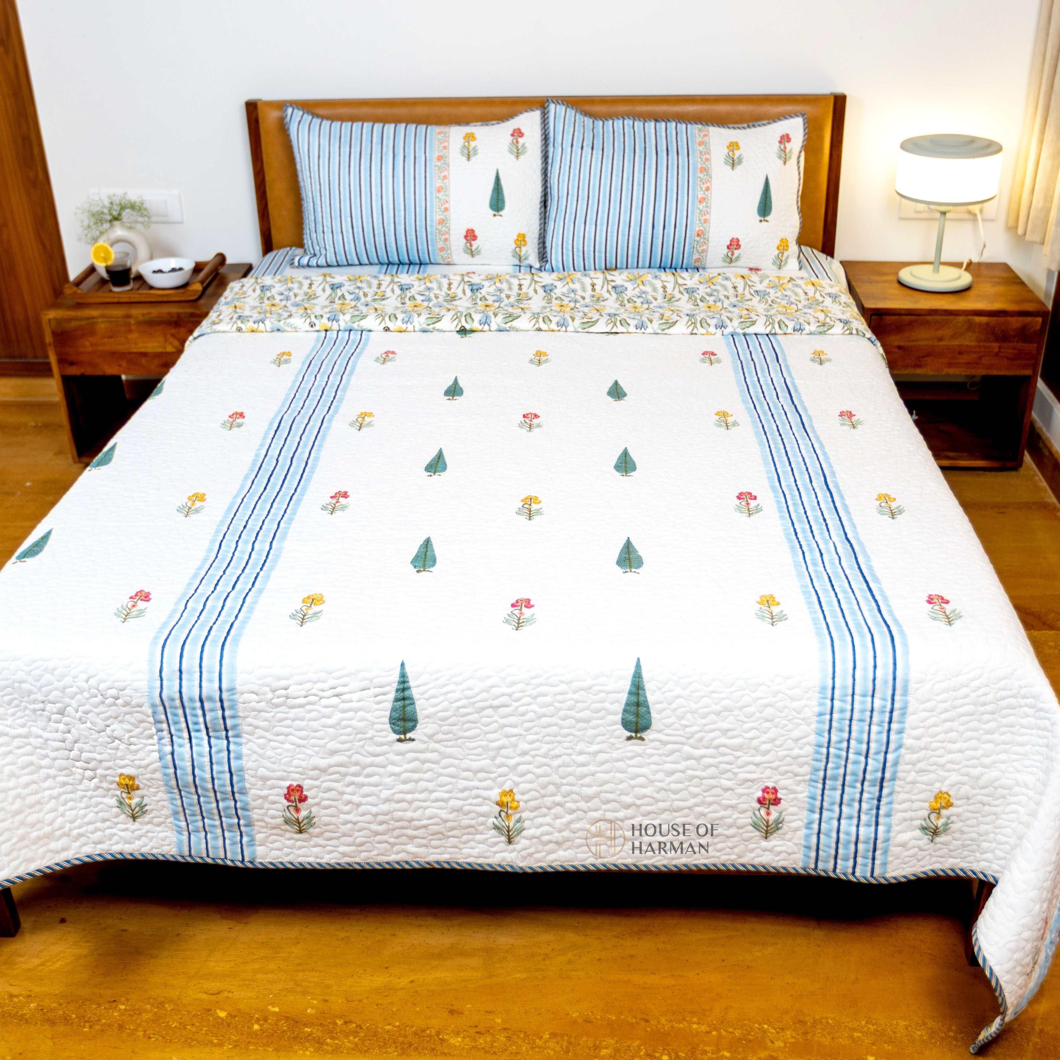 Meadow Bloom Stripes Bedcover - HOUSE OF HARMAN