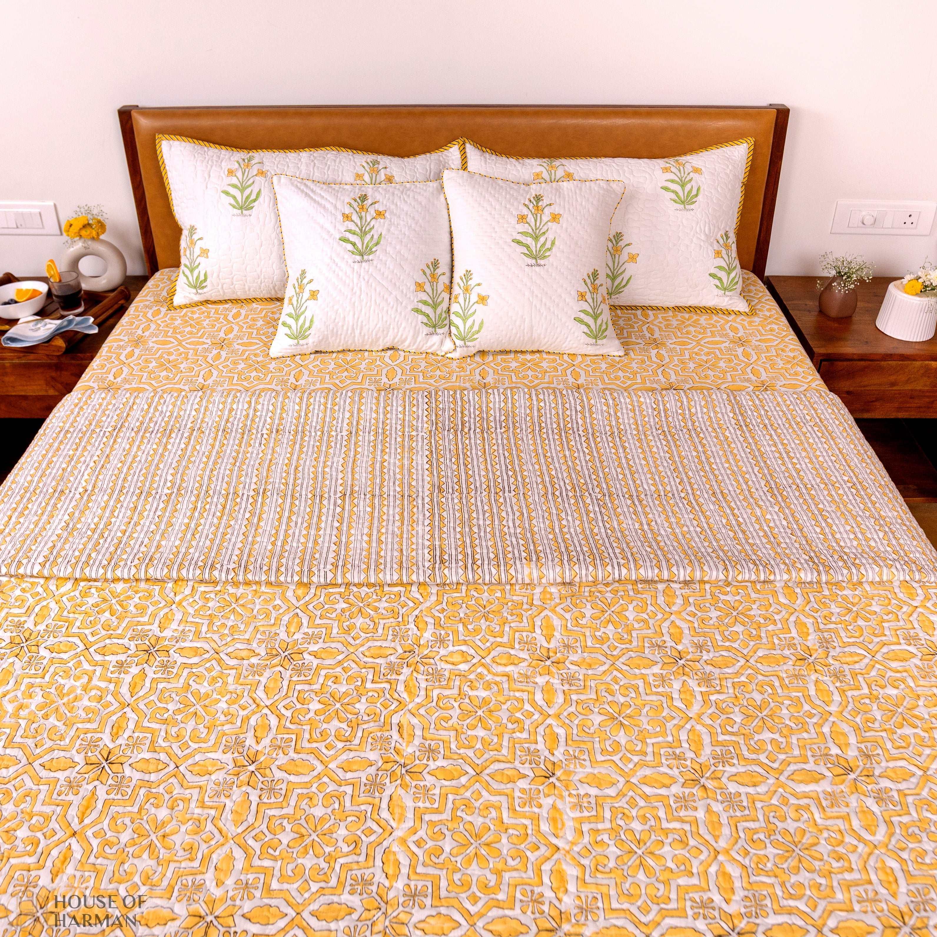 Golden Lattice Dream Bedcover - HOUSE OF HARMAN