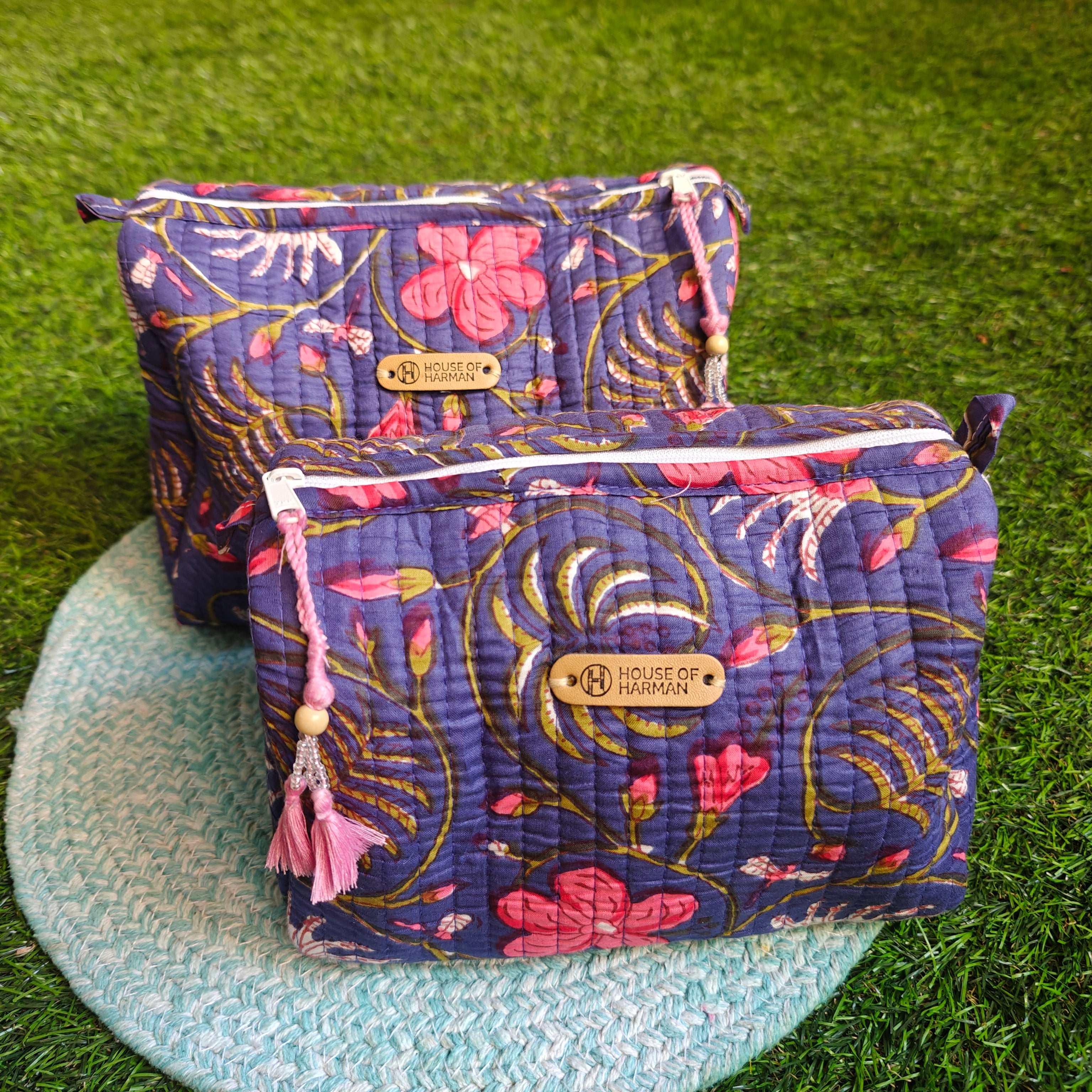 Multipurpose Pouches- Set of Three I Waterproof Lining I Four Mini Pockets Inside - HOUSE OF HARMAN