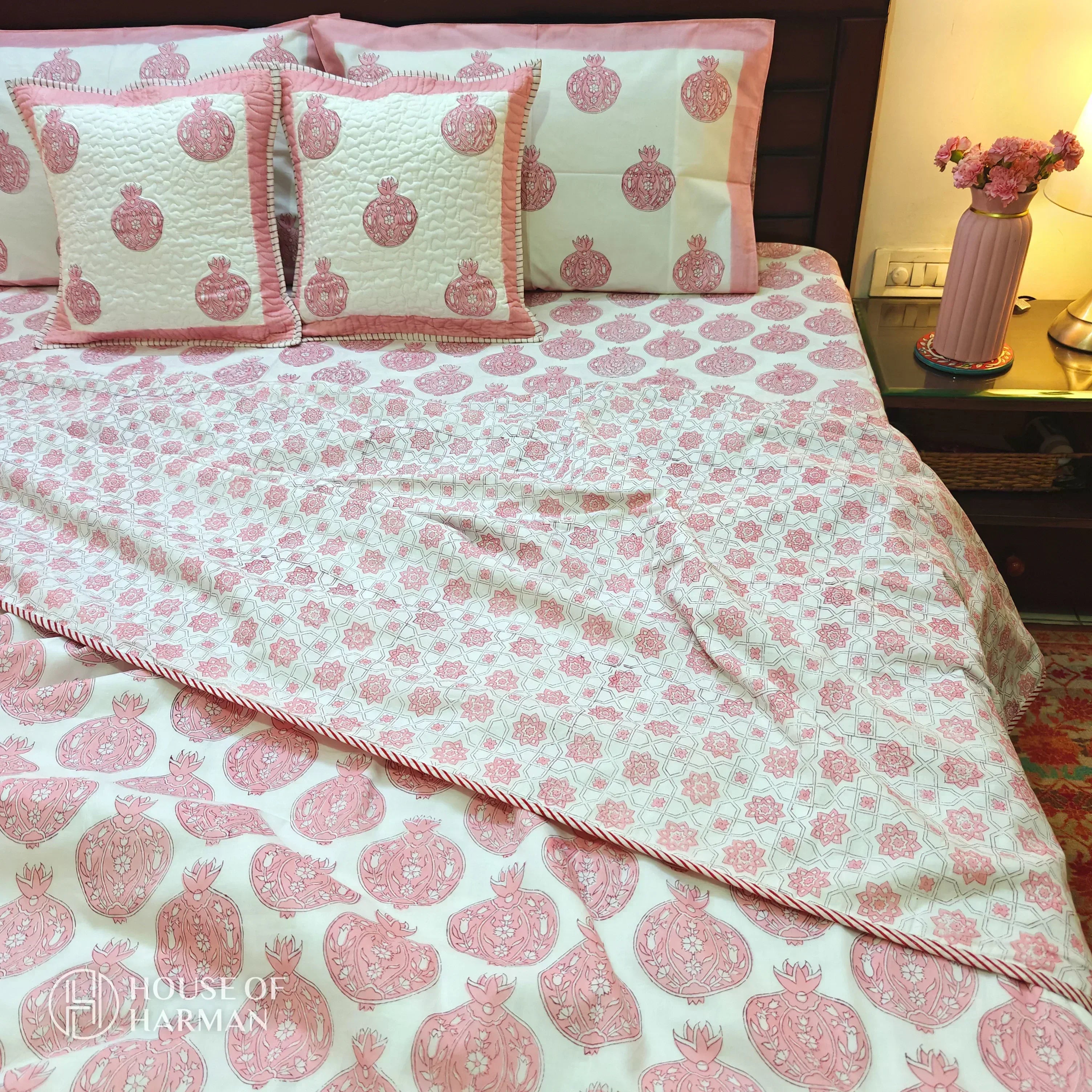 Pomegranate Party Bedsheet and Dohar - HOUSE OF HARMAN