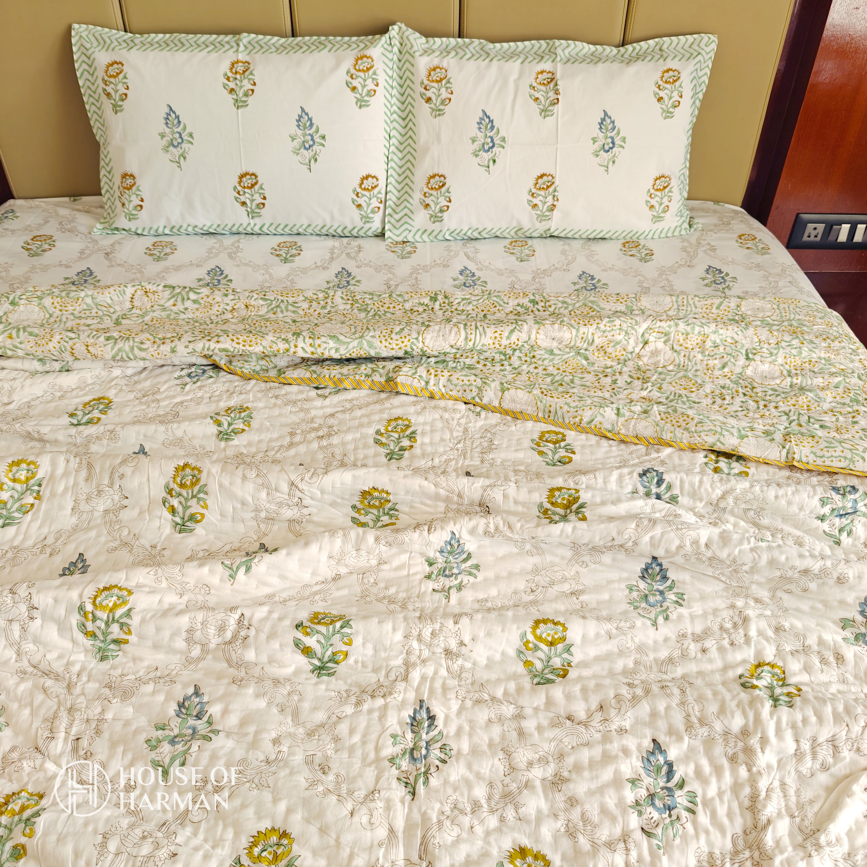 Ethereal Blooms Harmony Bedsheet and Quilt
