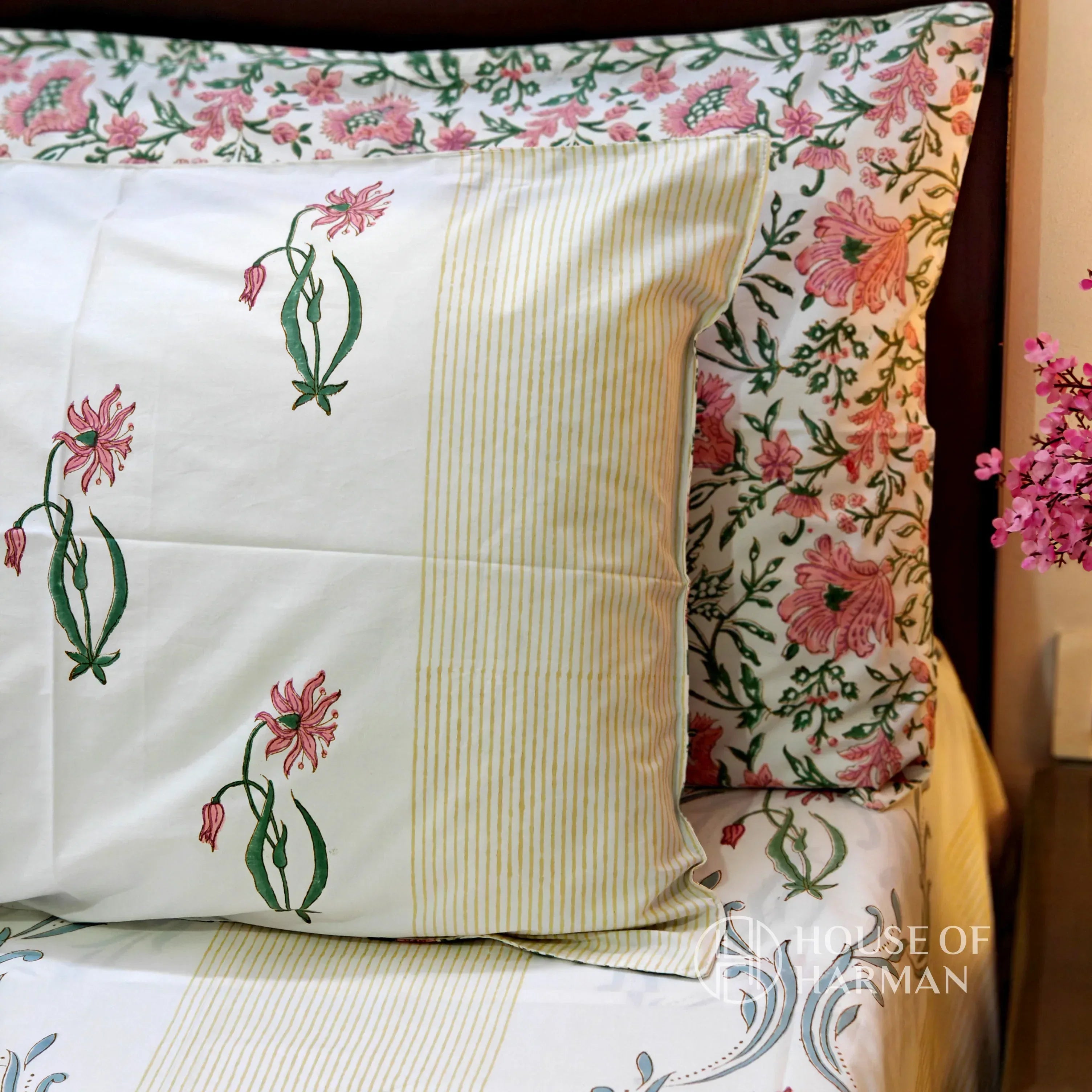 Ivory Floral Serenade Bedsheet - HOUSE OF HARMAN