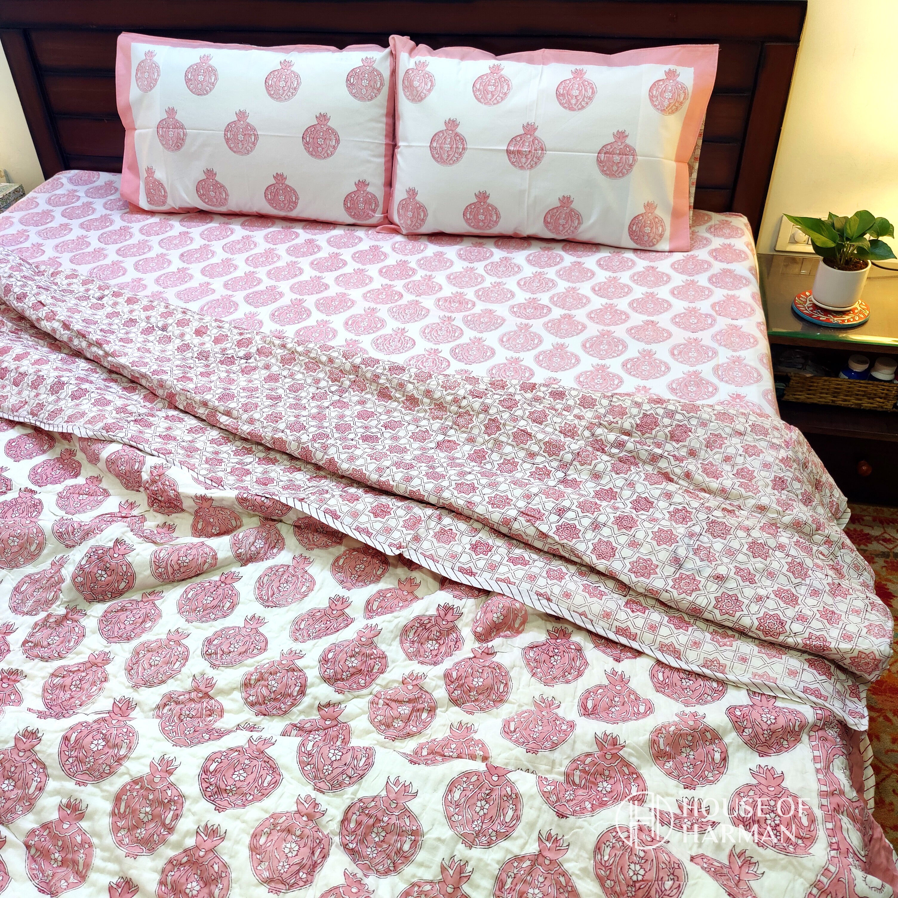Pomegranate Party Bedsheet and Quilt