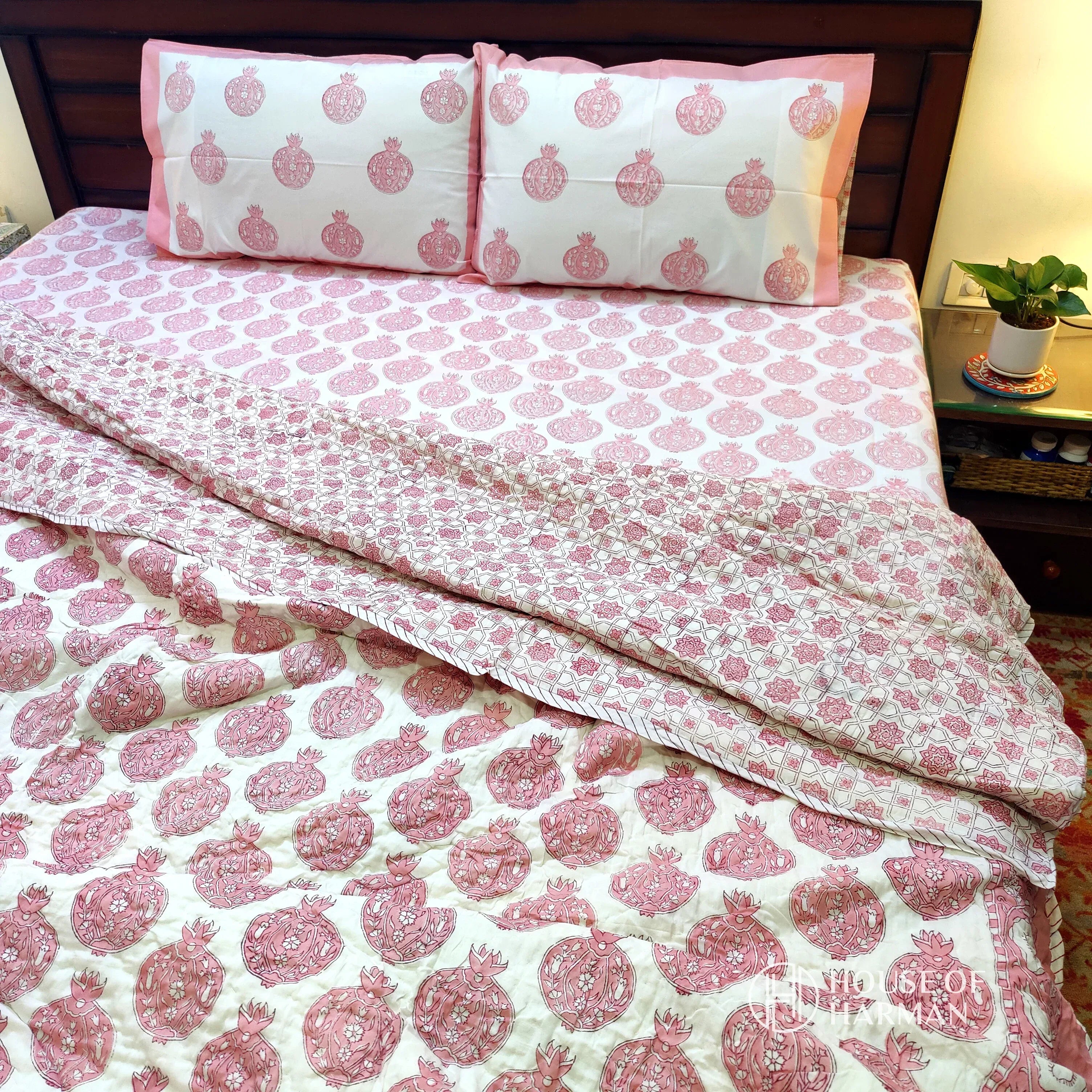 Pomegranate Party Bedsheet and Quilt - HOUSE OF HARMAN