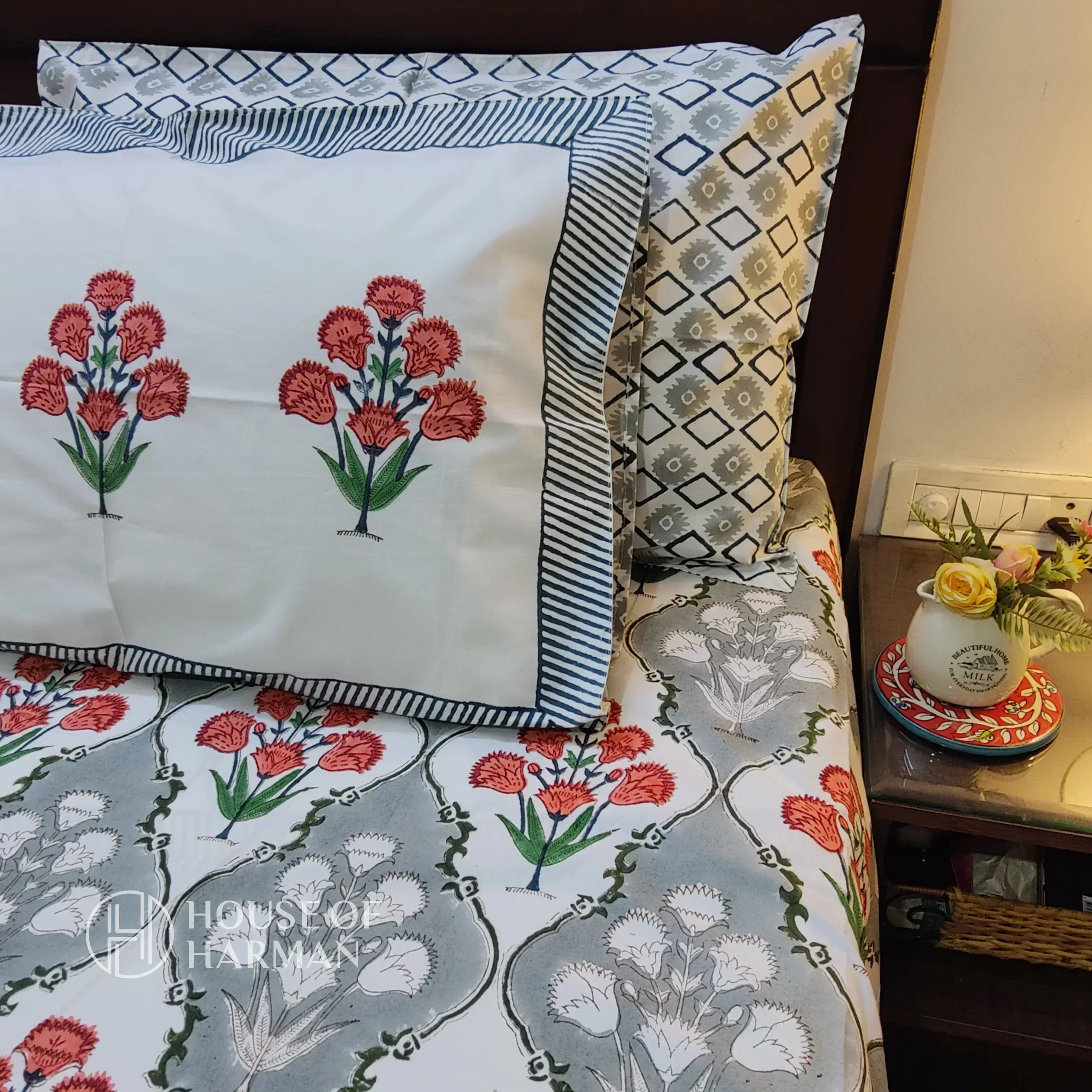 Valley of Flowers Bedsheet and Dohar - HOUSE OF HARMAN