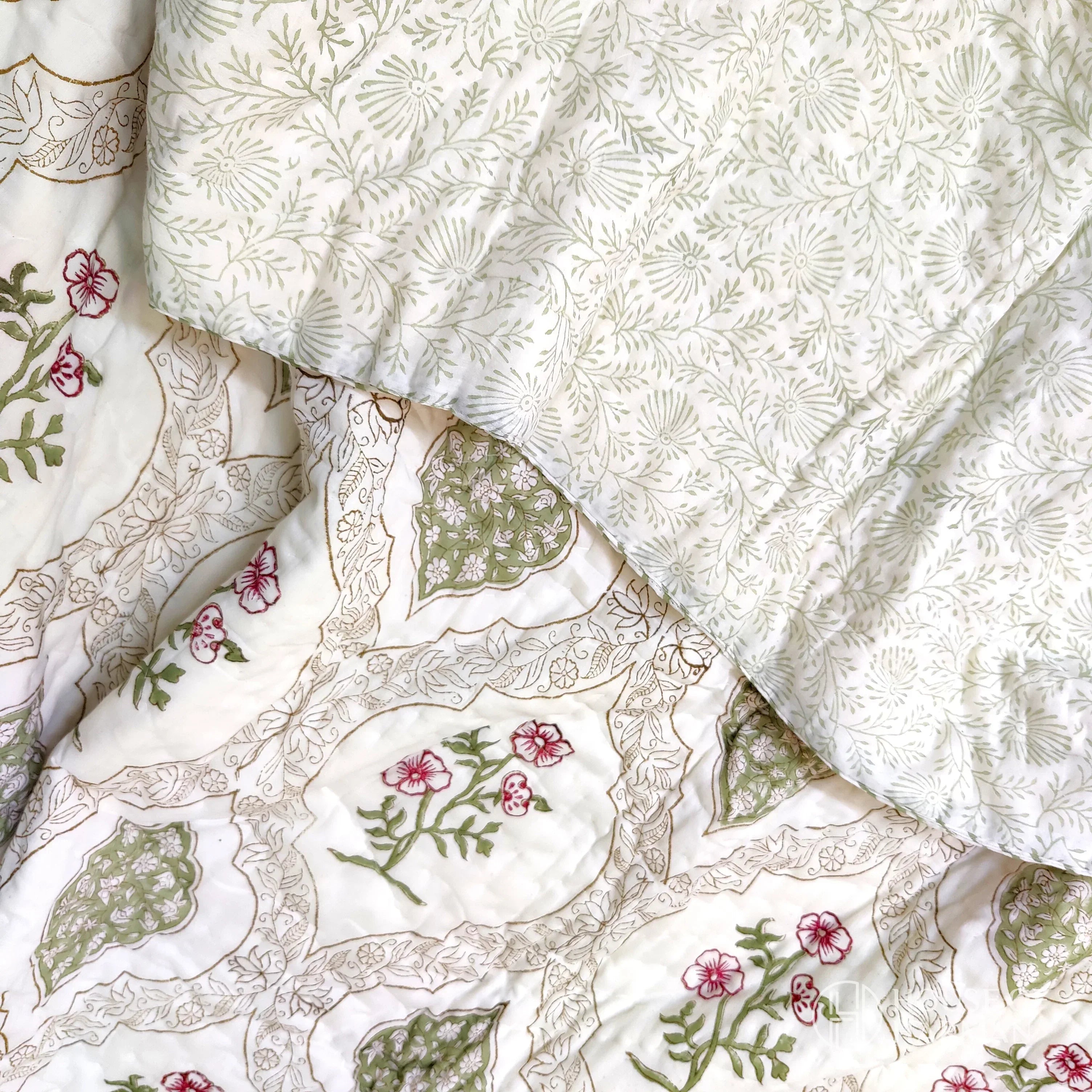 Jade Blossom Jaal Quilt - HOUSE OF HARMAN