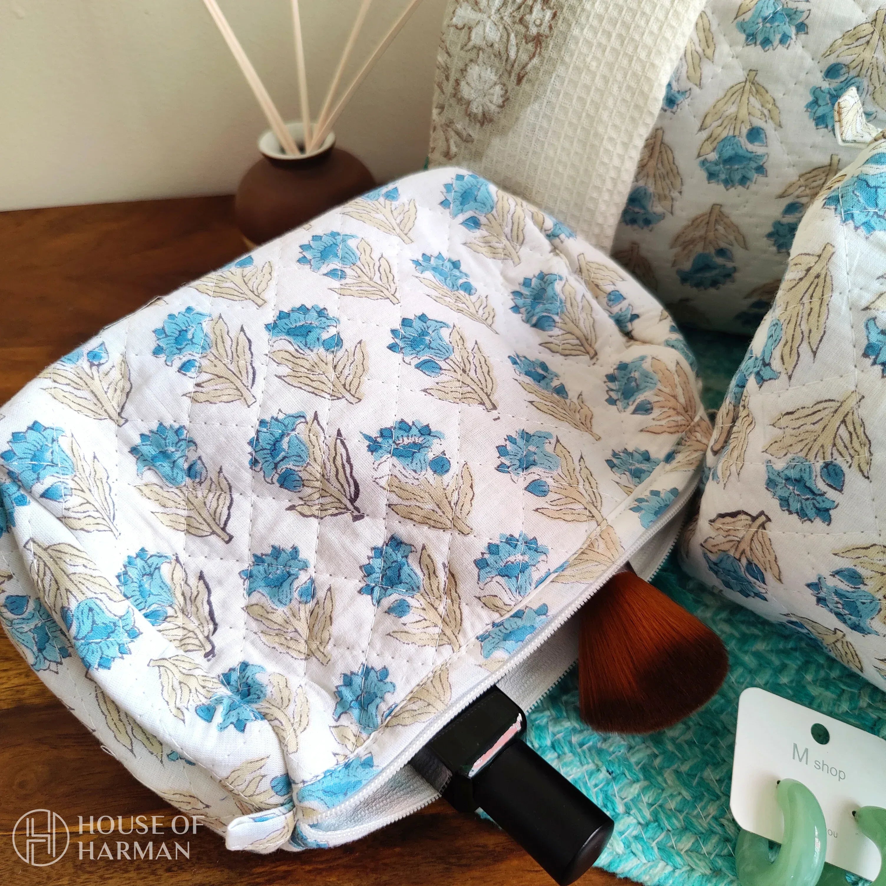 Multipurpose Pouches- Set of Three I Waterproof Lining I Four Mini Pockets Inside - HOUSE OF HARMAN