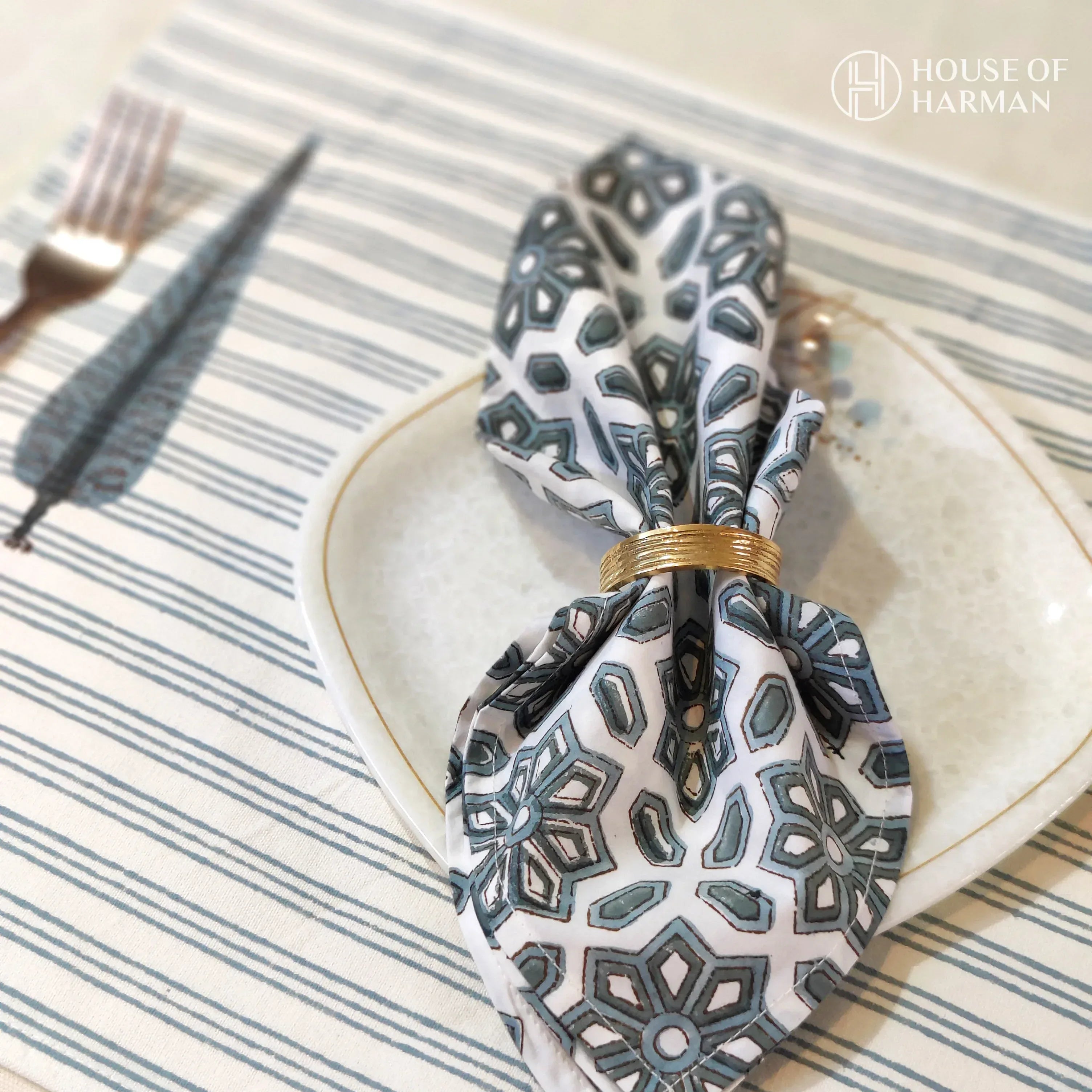 Cobalt Maze Placemats - HOUSE OF HARMAN