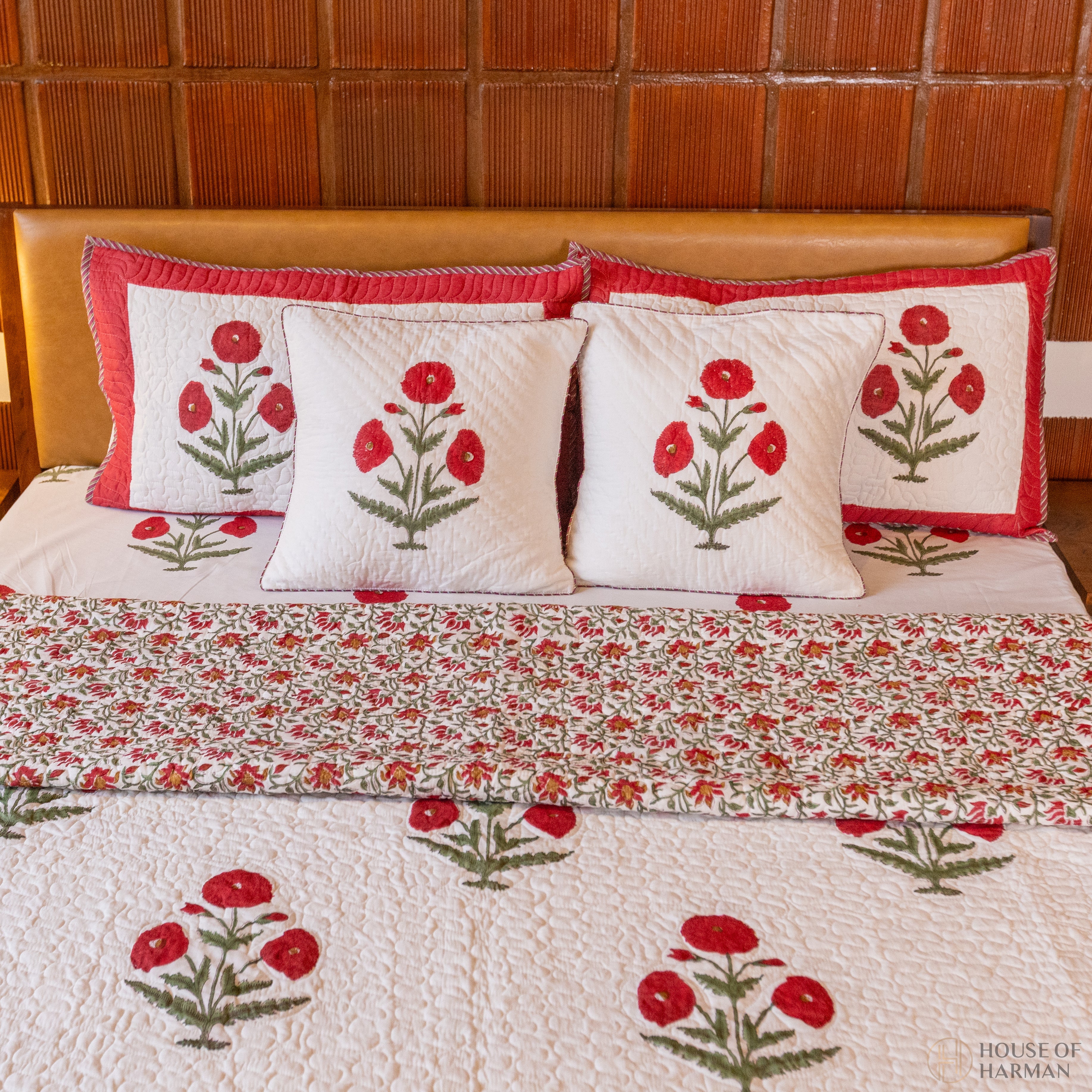 Red Wildpoppy Fields Bedcover