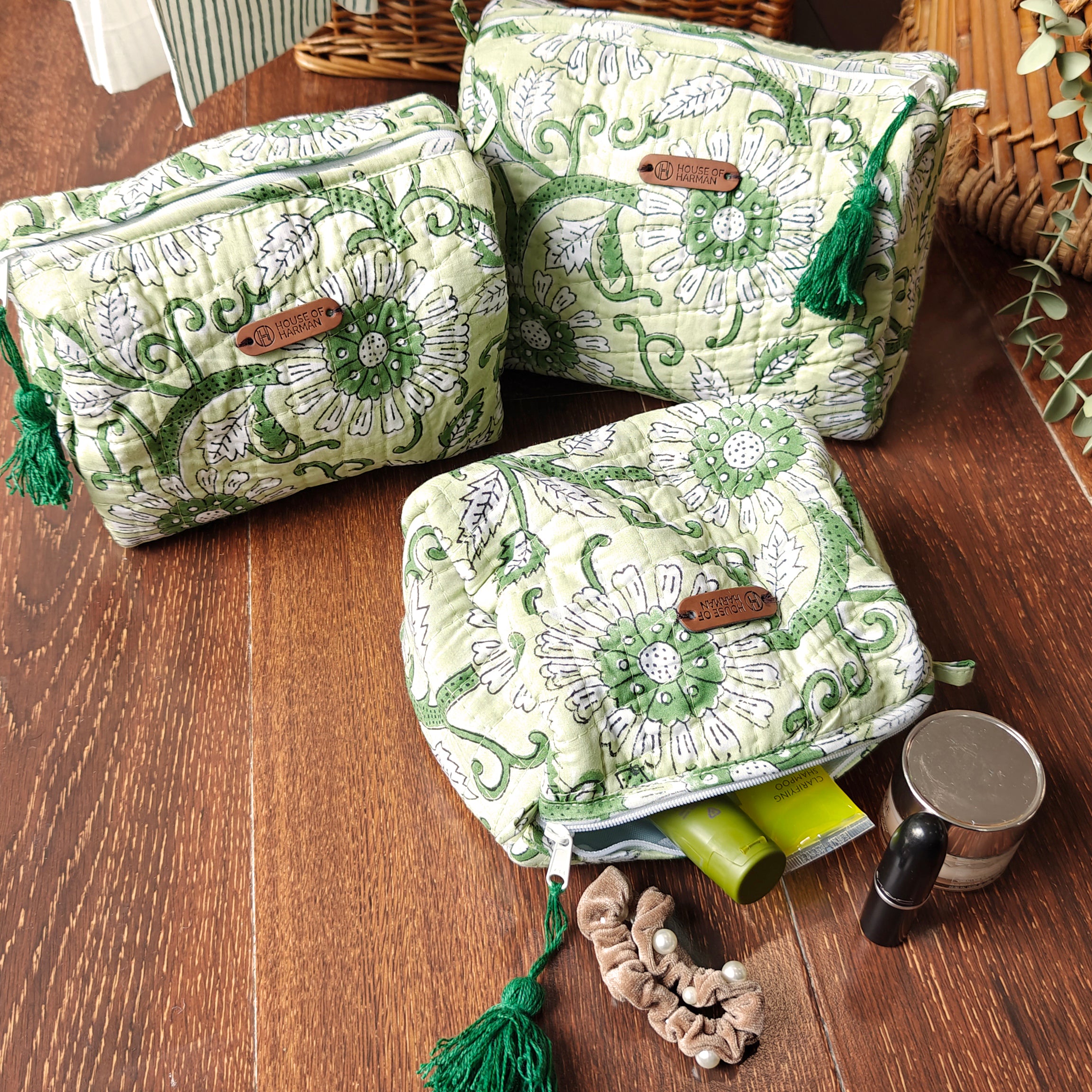 Multipurpose Pouches- Set of Three I Waterproof Lining I Four Mini Pockets Inside