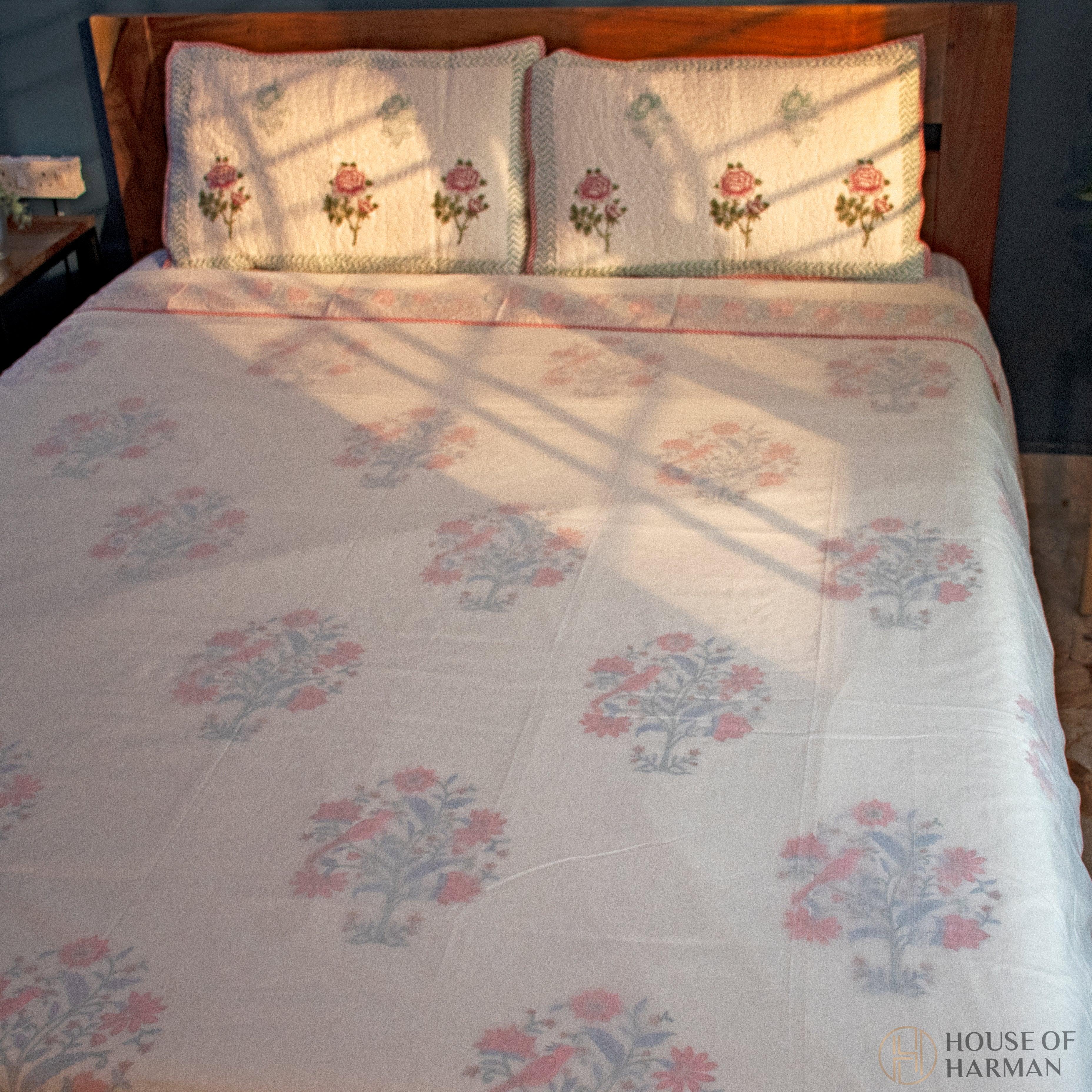 Avian Blossom Bliss 3D Mulmul Dohar - HOUSE OF HARMAN