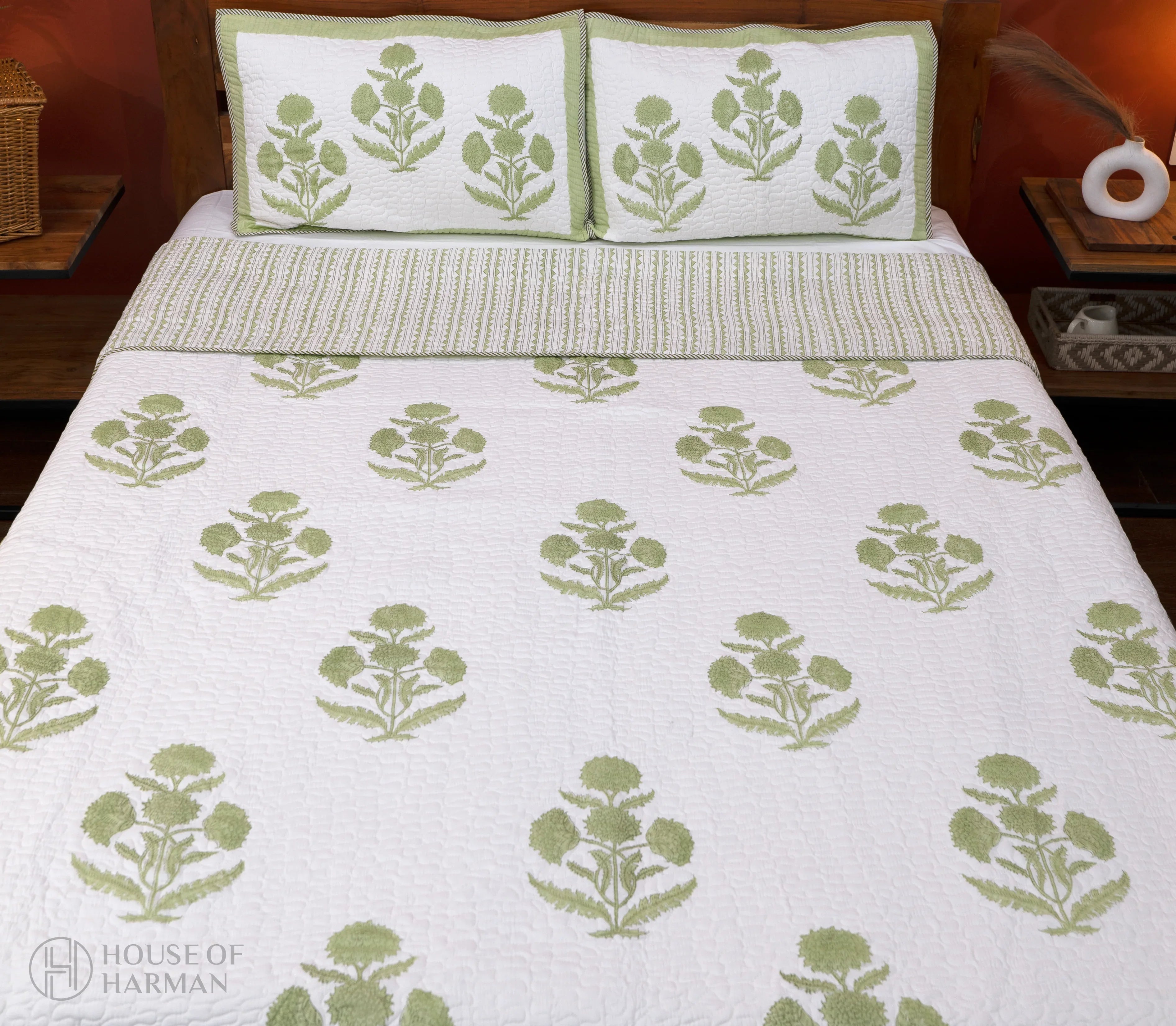 Emerald Wildpoppy Dreams Bedcover - HOUSE OF HARMAN