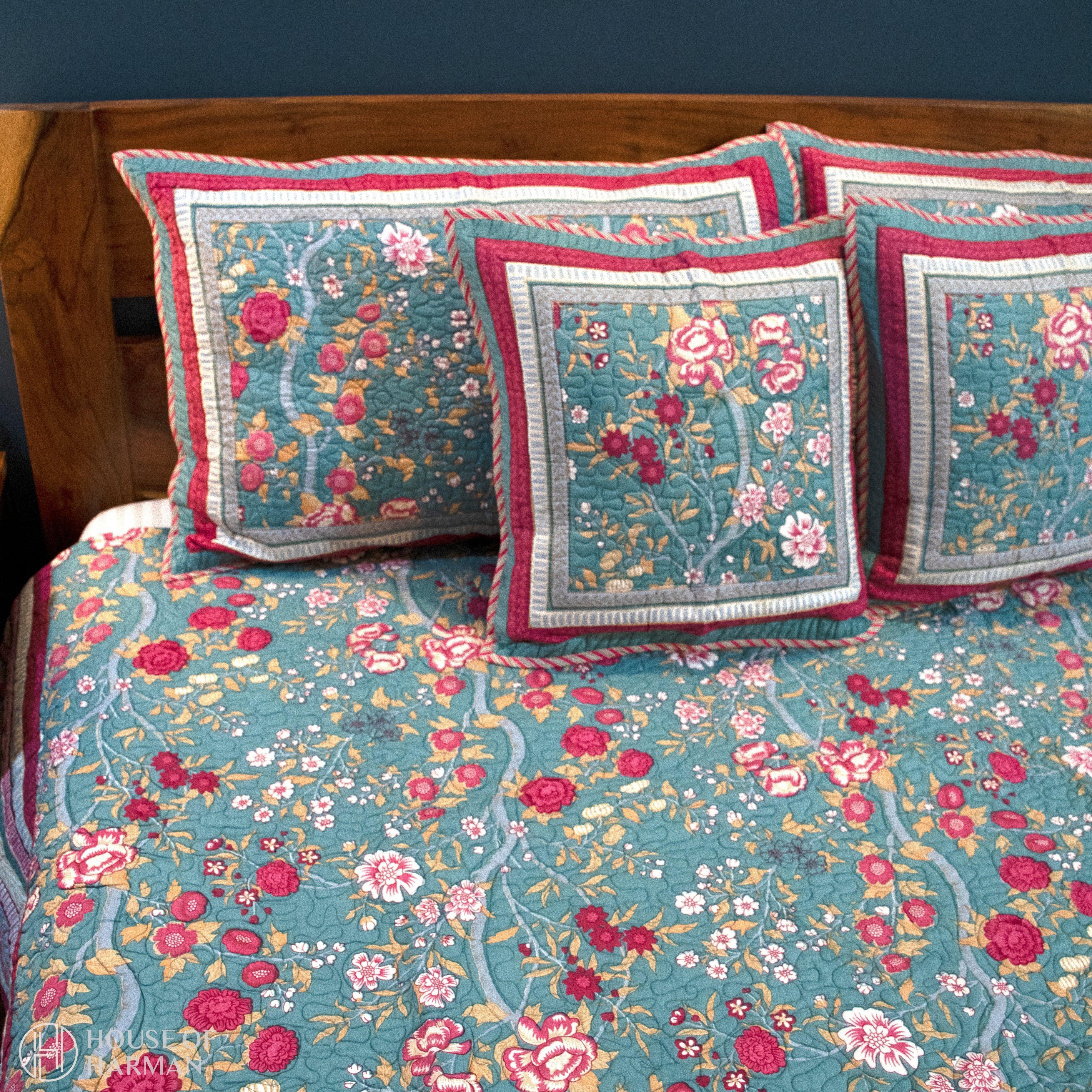 Persian Bloom Bedcover - Set of 3 - HOUSE OF HARMAN